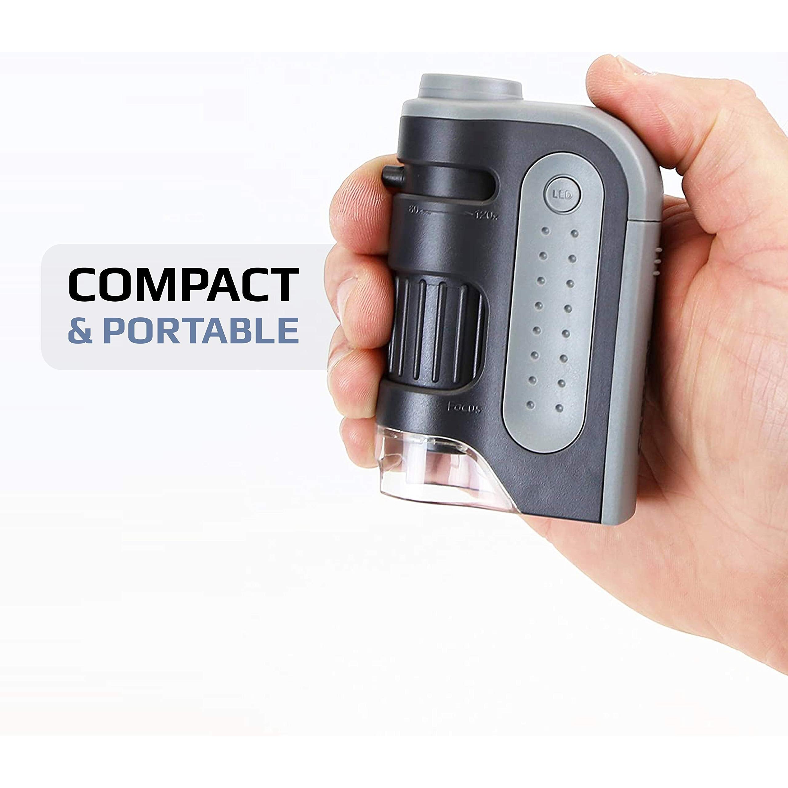 Carson MicroBrite PRO 60-120x LED Pocket Microscope with Smartphone Adapter - Portable Magnifier for Coin Collecting, Jewelry Inspection & Science Education