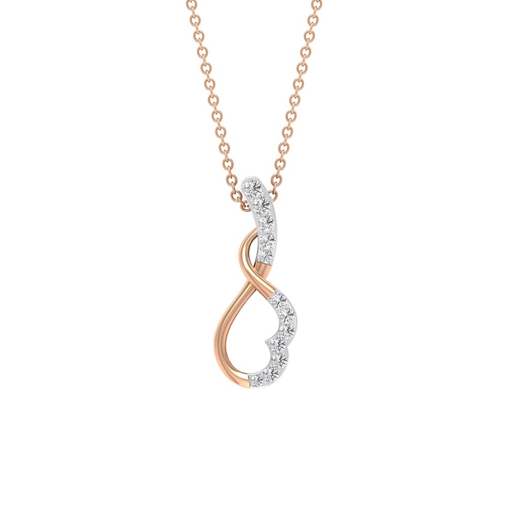 0.16 Ct Certified Diamond Drop Pendant Necklace - 14K Solid Gold Antique Statement Bridal Wedding & Anniversary Jewelry - Perfect for Brides, Engagements & Special Occasions