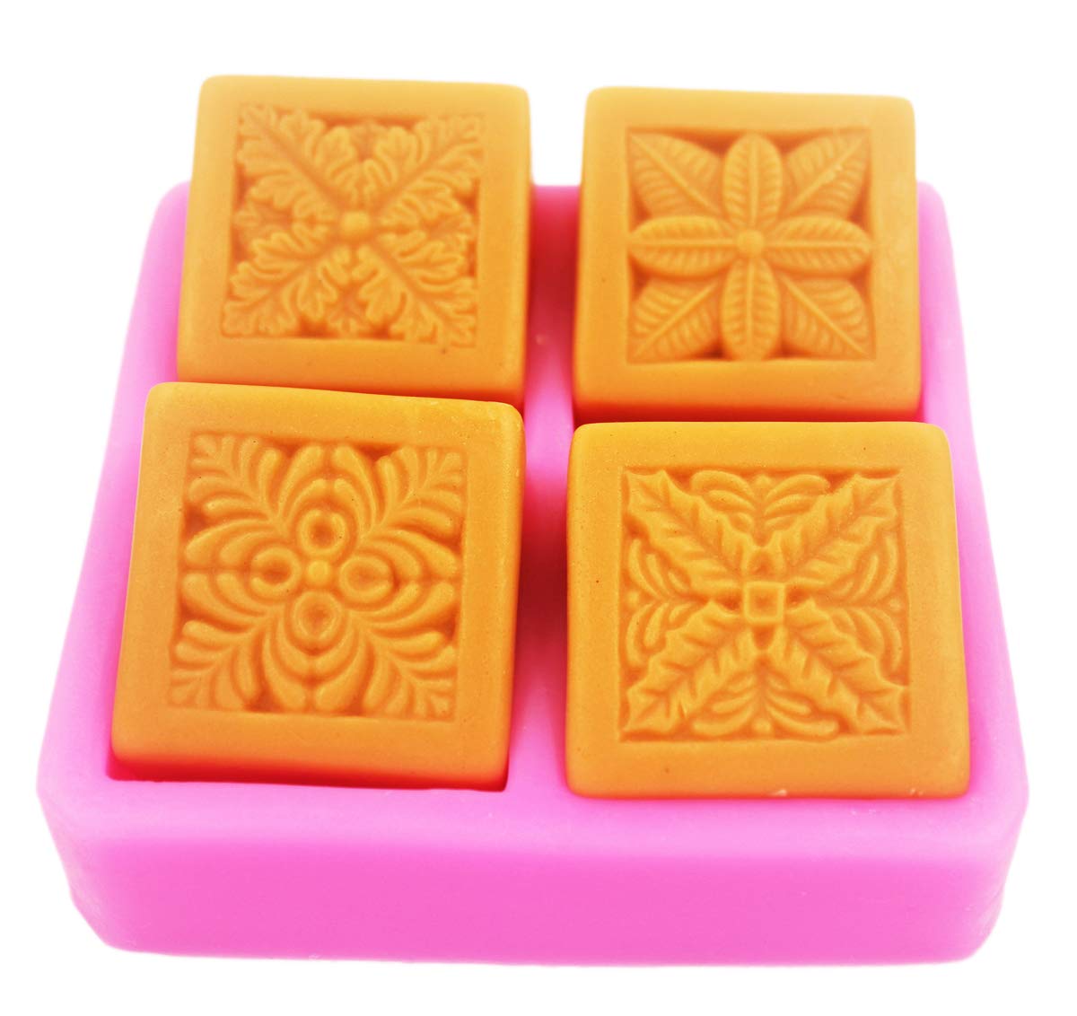 4-Cavity Silicone Soap Mold for DIY Handmade Soap Making - Floral 0088 Design - Perfect for Crafting, Bath Bombs, Candle Making & Home Decor Gifts