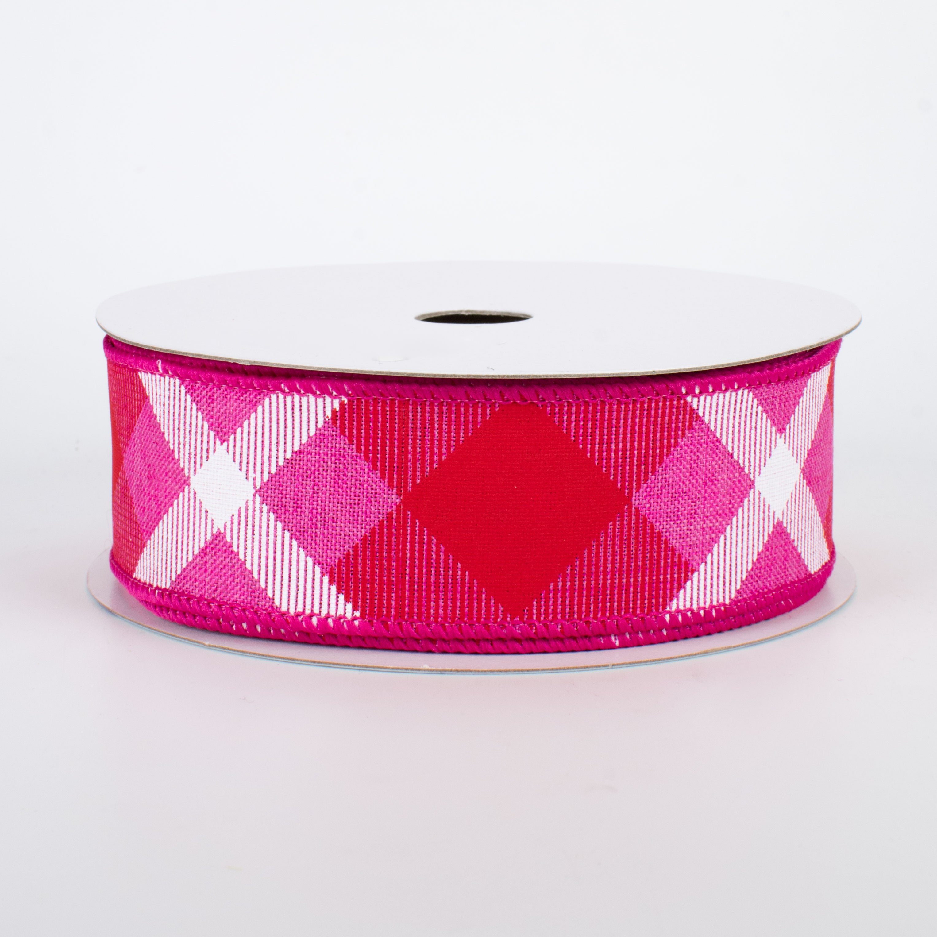 1.5 Inch Printed Plaid Ribbon - Fuchsia, Red, White (10 Yards) for Gift Wrapping, DIY Crafts, Scrapbooking & Home Decor