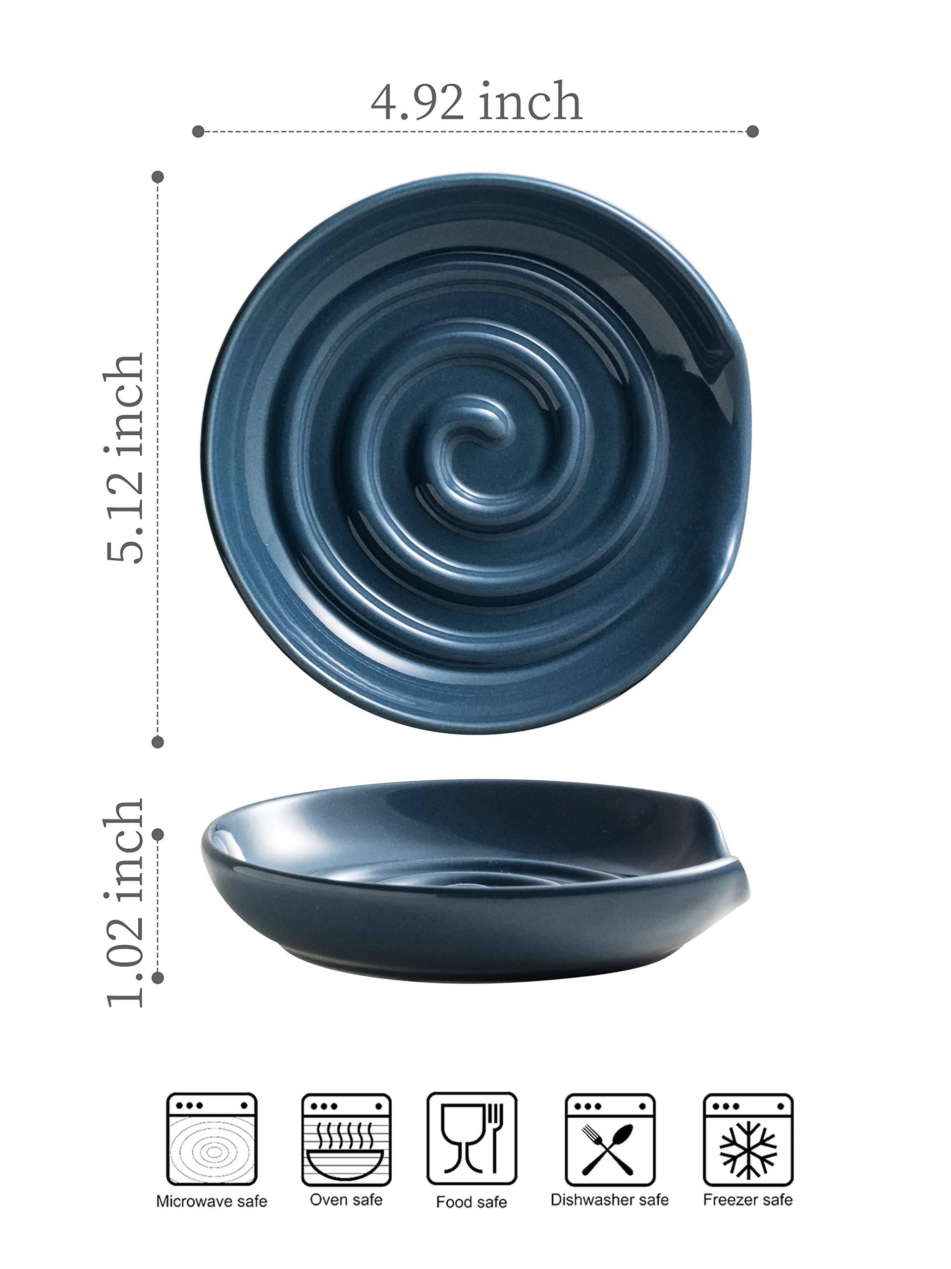 Ceramic Spoon Rest Holder for Kitchen Countertop - Dark Blue Stovetop Spoon Stand for Cooking, Coffee Bar & Dining Decor - Perfect for Stovetops, Countertops & Kitchen Organization
