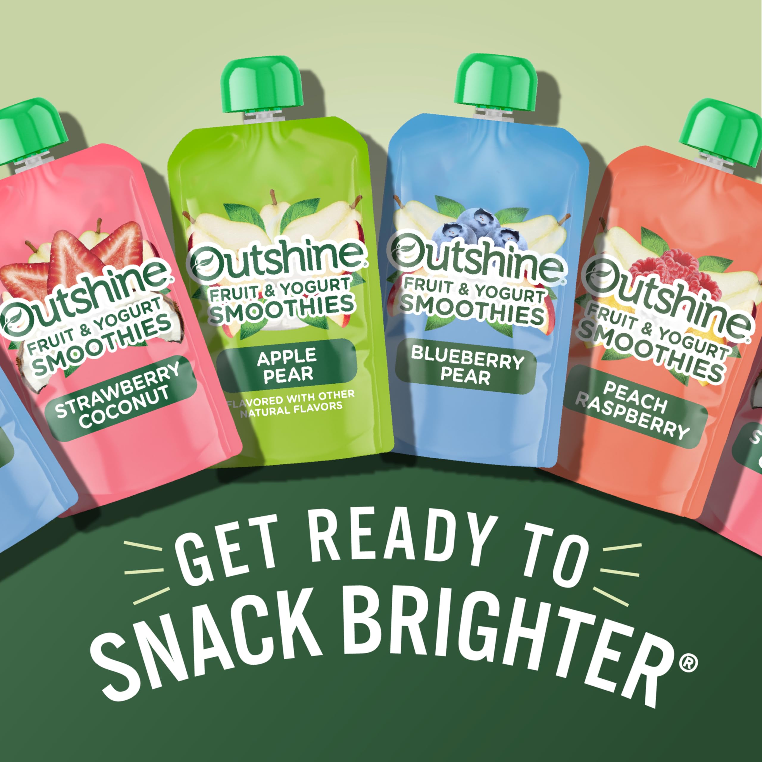 Outshine Fruit & Yogurt Smoothie Peach Raspberry - 24 Pack of 3.5oz Healthy Snack Pouches | On-The-Go Breakfast, Lunchbox Treat & Kids Snack | No Artificial Flavors, Gluten Free