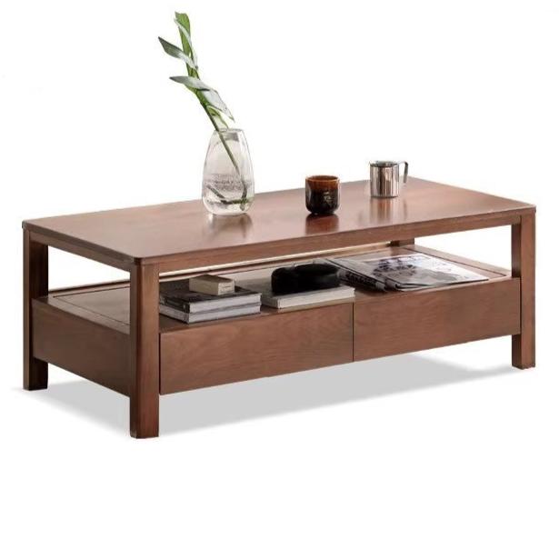 Solid Oak Wood Modern Minimalist Coffee Table - Scandinavian Style Living Room Furniture for Home Decor