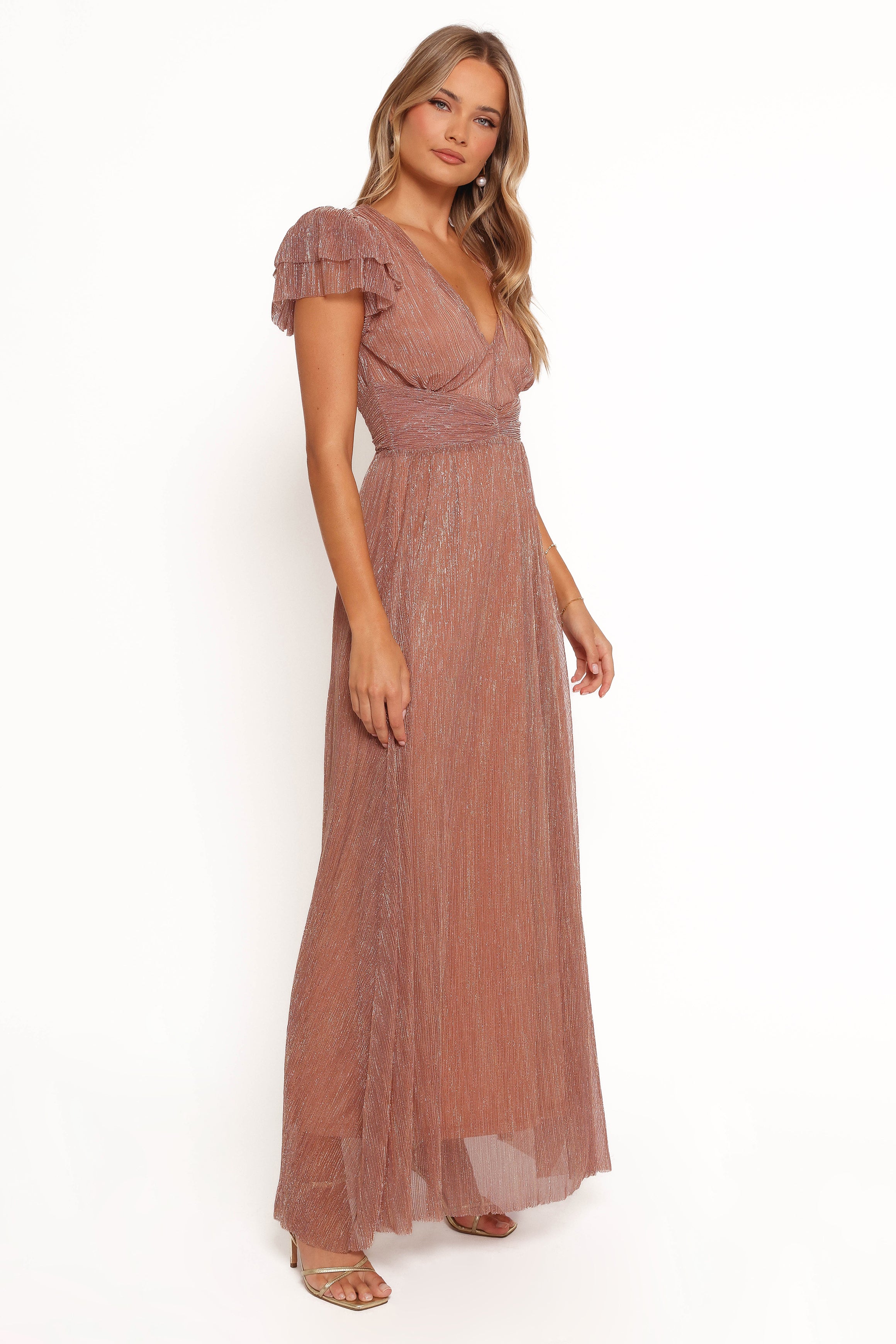 Cressida Maxi Dress in Rose Gold - Elegant Long Flowy Dress for Women, Perfect for Weddings, Parties & Summer Outfits
