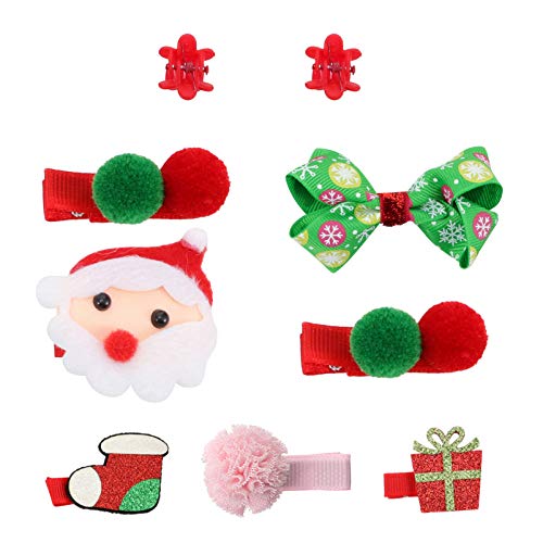 Lurrose 9-Piece Christmas Hair Clips Set for Girls - Cute Xmas Hair Bows, Barrettes & Hairpins for Baby Toddlers & Kids - Perfect Holiday Hair Accessories for Parties, School & Family Photos