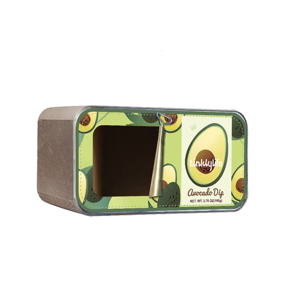 DIY Avocado Cat House & Scratcher - Canned Fruit Themed Cozy Pet Bed with Scratching Post - Perfect for Indoor Cats Play, Rest & Scratch (Green)