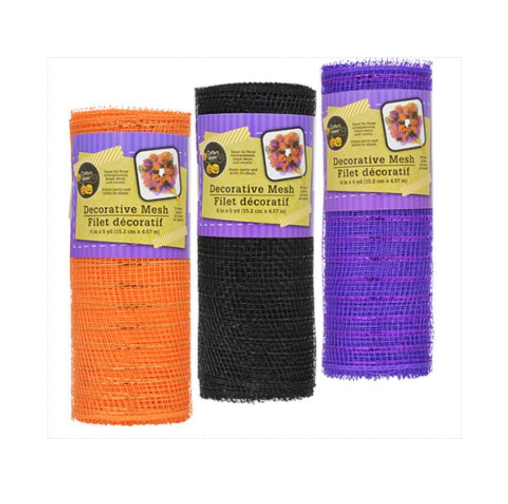Decorative Mesh Rolls for DIY Crafts, Party Decorations - 3 Rolls (Orange, Black, Purple) | Perfect for Halloween, Christmas, Home Decor & Gift Wrapping