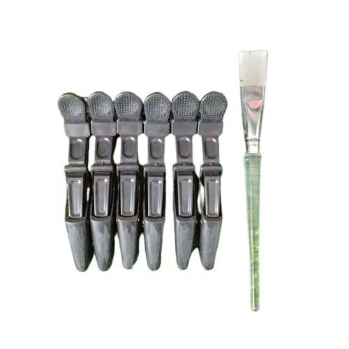 ZAUKY 6-Pack Multicolor Hair Sectioning Clips with Bleach Brush - Professional Crocodile Hairdressing Clips for Women, Styling & Highlighting - Perfect for Salon, Home Hair Coloring & DIY Hair Treatments