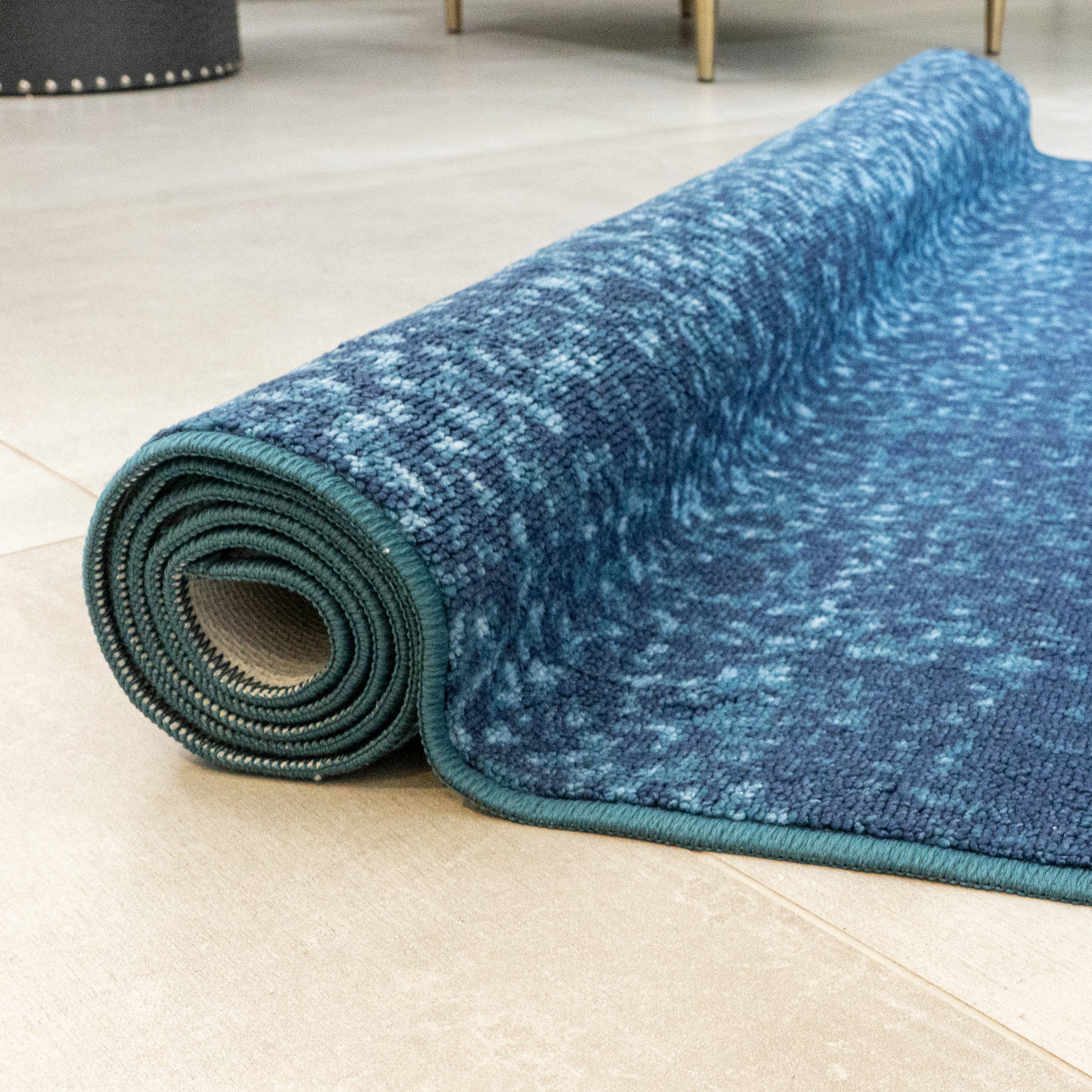 Fusion Lex Washable Rug - Blue | Non-Slip & Machine Washable Area Rug for Living Room, Bedroom, or Nursery | Soft & Durable Home Decor