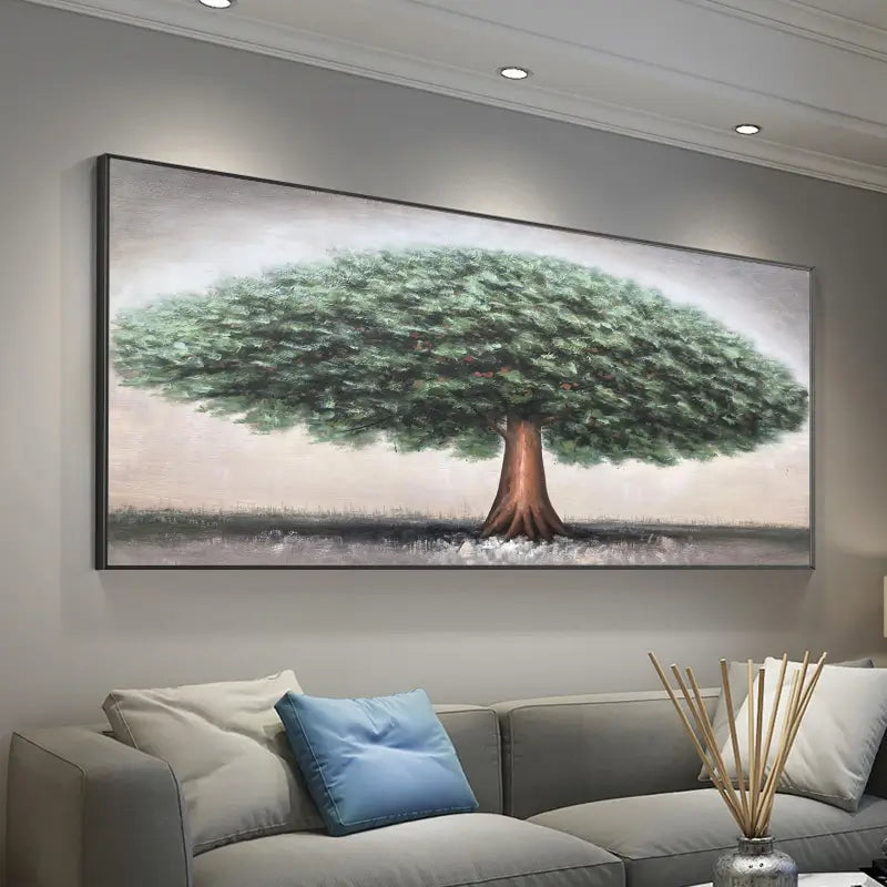 Beautiful Flower and Tree Painting #FT023 - Handmade Canvas Art for Home Decor, Living Room, Bedroom & Office Wall