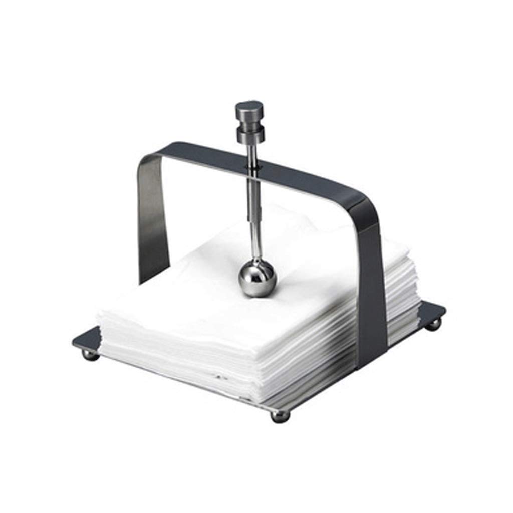 Stainless Steel Paper Towel Holder with Weighted Arms & Center Bar - Black Small | Heavy Duty Kitchen Napkin Rack for Hotel, Restaurant & Home Use | Perfect for Countertop, Pantry & Kitchen Organization