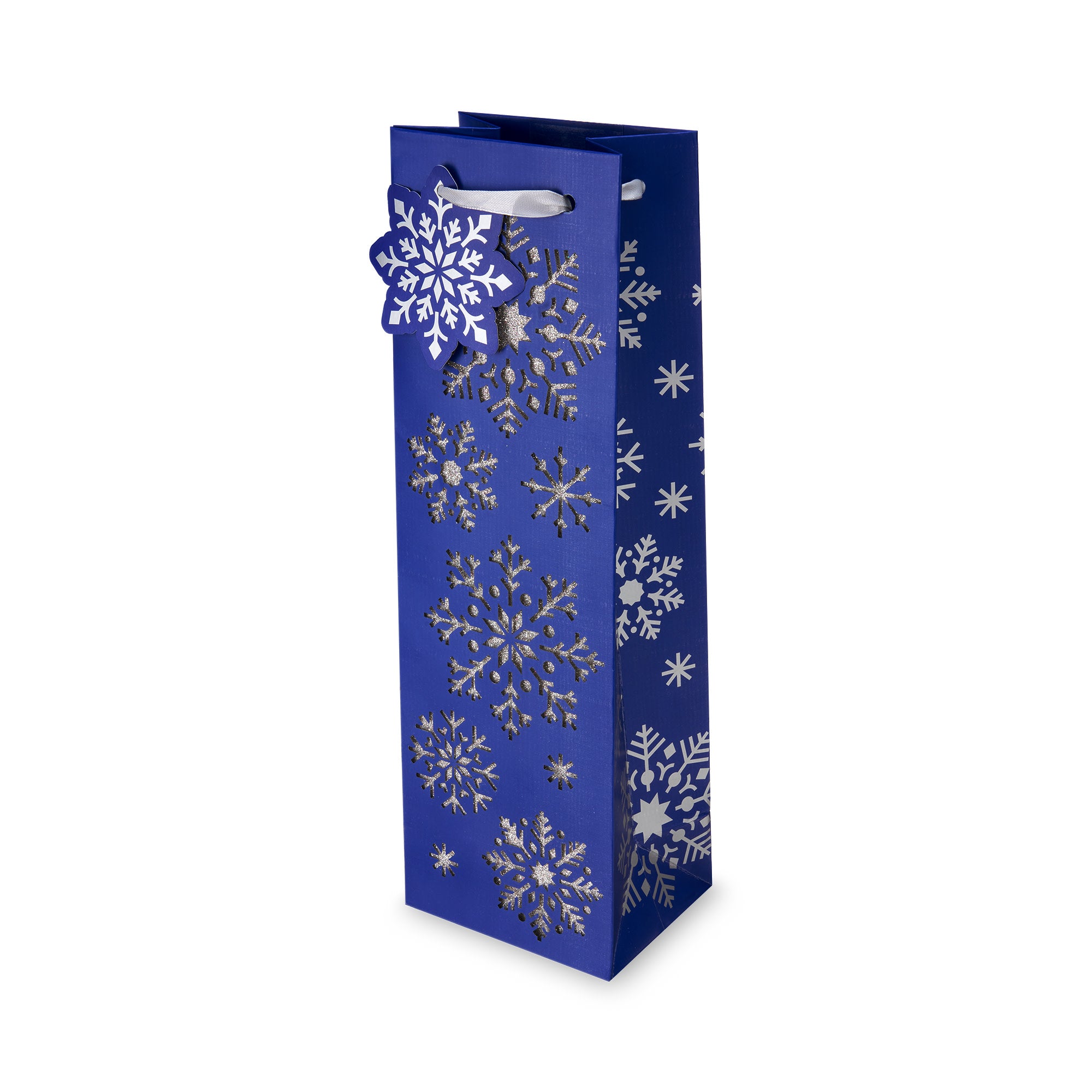 Elegant Die-Cut Snowflake Wine Bottle Bag - Perfect for Holiday Gifts & Party Favors | Single Bottle Carrier for Christmas, Weddings & Special Occasions