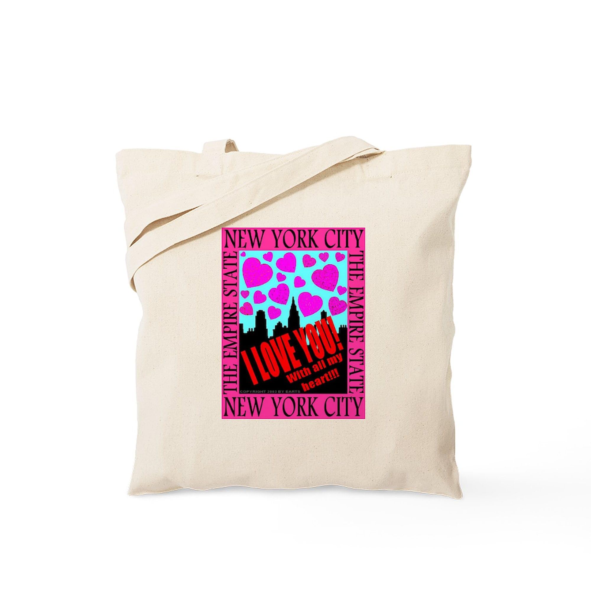 New York City I Love You Tote Bag - Natural Canvas Reusable Shopping Bag for Groceries, Beach & Travel | Eco-Friendly Cotton Tote with Long Handles