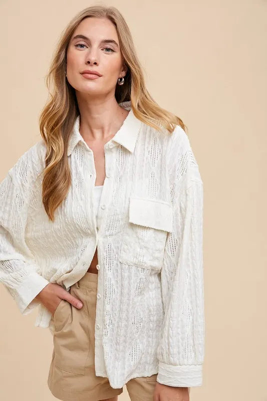 Stylish Button Down Drop Shoulder Shirt for Men & Women | Casual Oversized Blouse | Perfect for Work, Date Night & Weekend Outfits