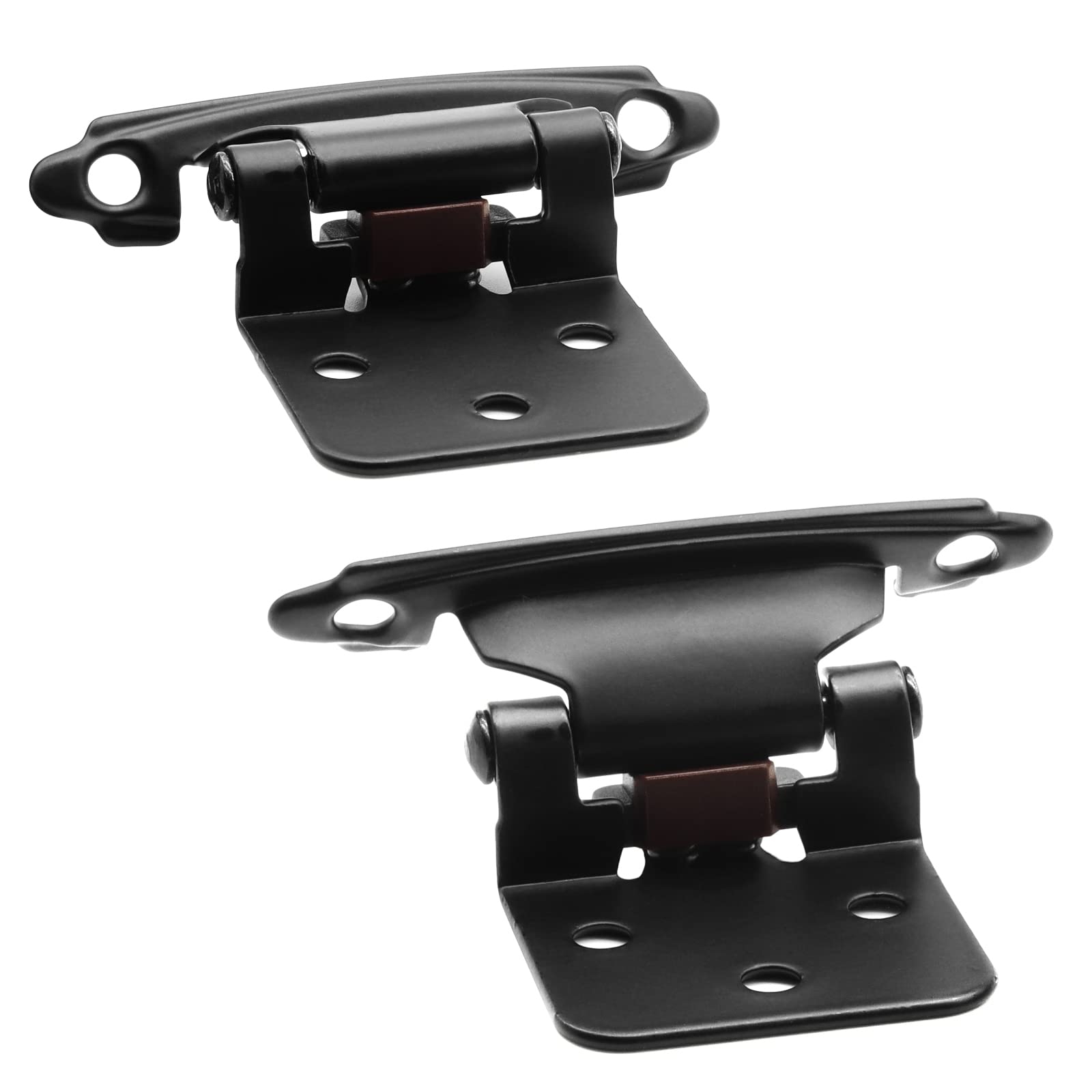 50 Pack Black Self-Closing Cabinet Hinges - Matte Finish Flush Mount Face Frame Hinges (25 Pairs) for Kitchen Cabinets, Cupboard Doors - Perfect for Modern Home Renovation & DIY Projects