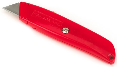 Tradespro 831603 Retractable Utility Knife - Heavy Duty Safety Cutter for Box Opening, Crafting, DIY Projects | Sharp Stainless Steel Blade with Ergonomic Grip