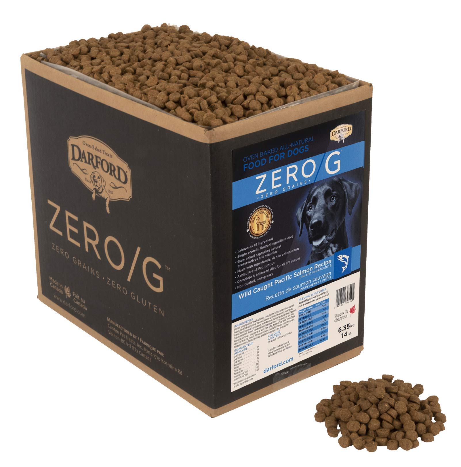 Zero/G Wild Caught Pacific Salmon Oven Baked Dog Food - Grain-Free, High-Protein Recipe for Healthy Skin & Coat | Perfect for Adult Dogs & Puppies at Mealtime or Training Treats