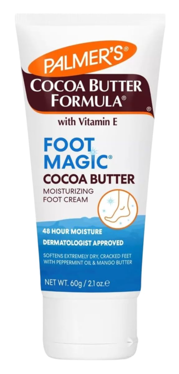 Palmers Cocoa Butter Foot Magic Moisturizer Cream 2.1oz (6 Pack) - Deep Hydration for Dry Cracked Heels & Calluses - Perfect for Pedicures, Overnight Foot Treatment & Daily Foot Care