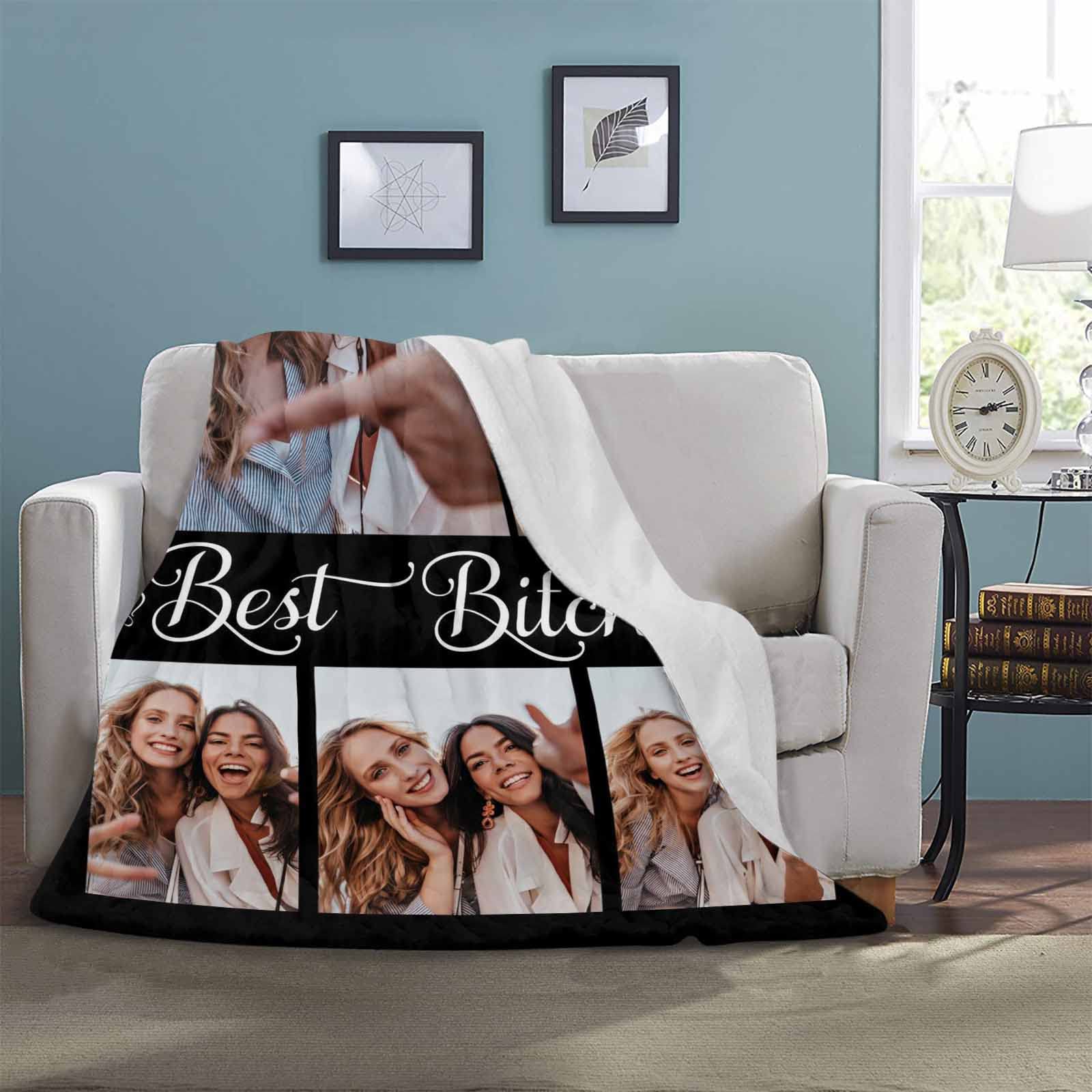 Custom Best Friend Photo Blanket - Personalized Throw Blanket with Your Own Pictures - Unique Gift for Women, Besties, Sisters & Teen Girls - 70