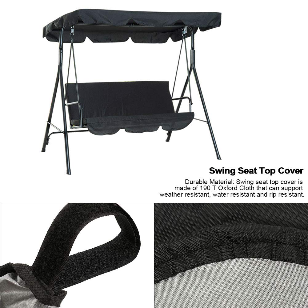 **Swing Canopy Replacement - Waterproof & Dustproof Outdoor Swing Cover with Cushion Protector - Durable Black Swing Top for Patio, Garden, and Backyard Furniture**