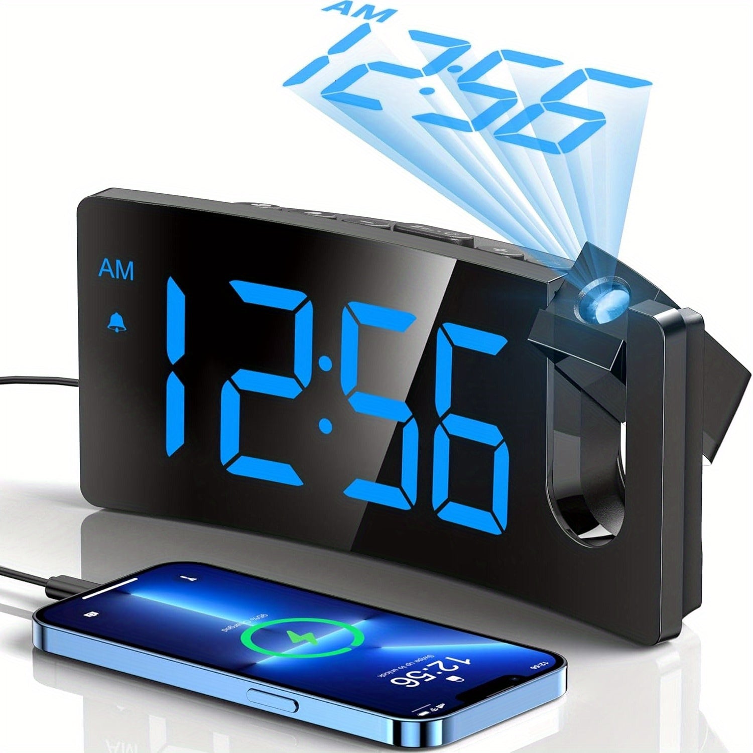 Mpow Projection Alarm Clock with Colorful LED Display - Digital Clock for Bedroom, Home, Office, and Travel Use