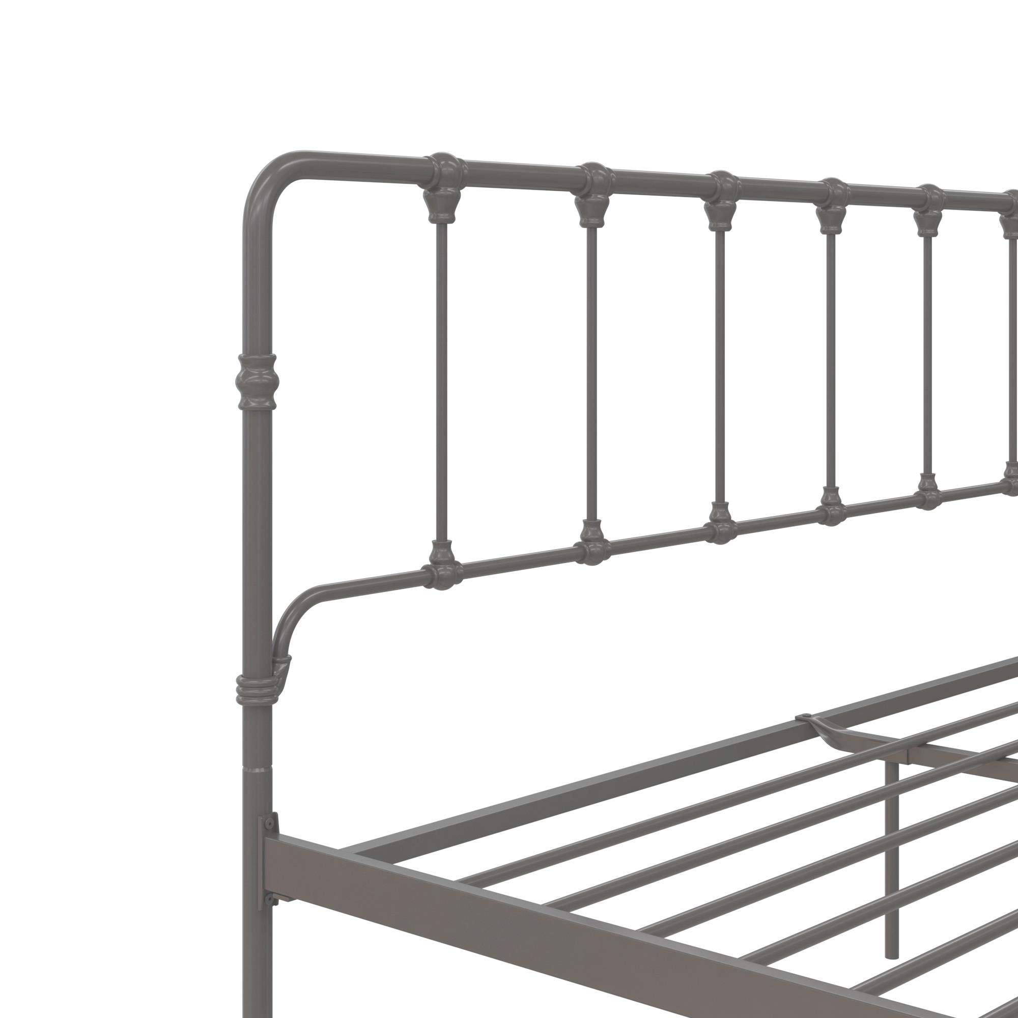 LikeHome Lida Farmhouse Metal Bed Frame with Under Bed Storage - King Size in Gunmetal Grey | Sturdy Platform Bed for Master Bedroom, Guest Room & Dormitory