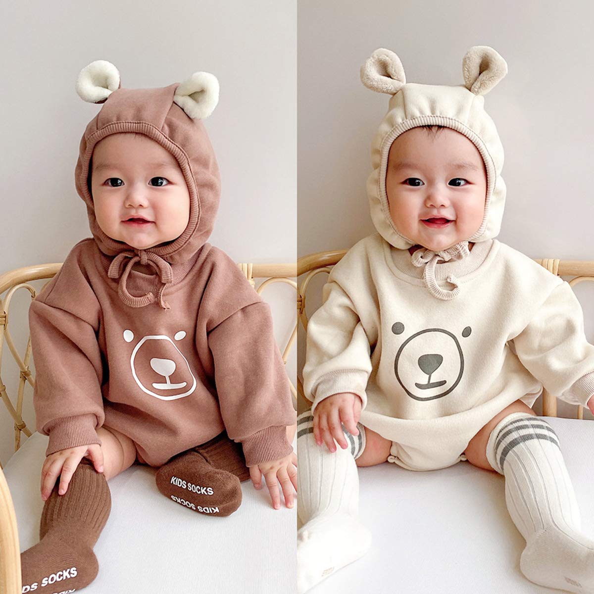 Adorable Bear Print Baby Bodysuit - Long Sleeve Unisex Romper for Boys & Girls | Soft Cotton Jumpsuit for Playdates, Photo Shoots & Everyday Comfort