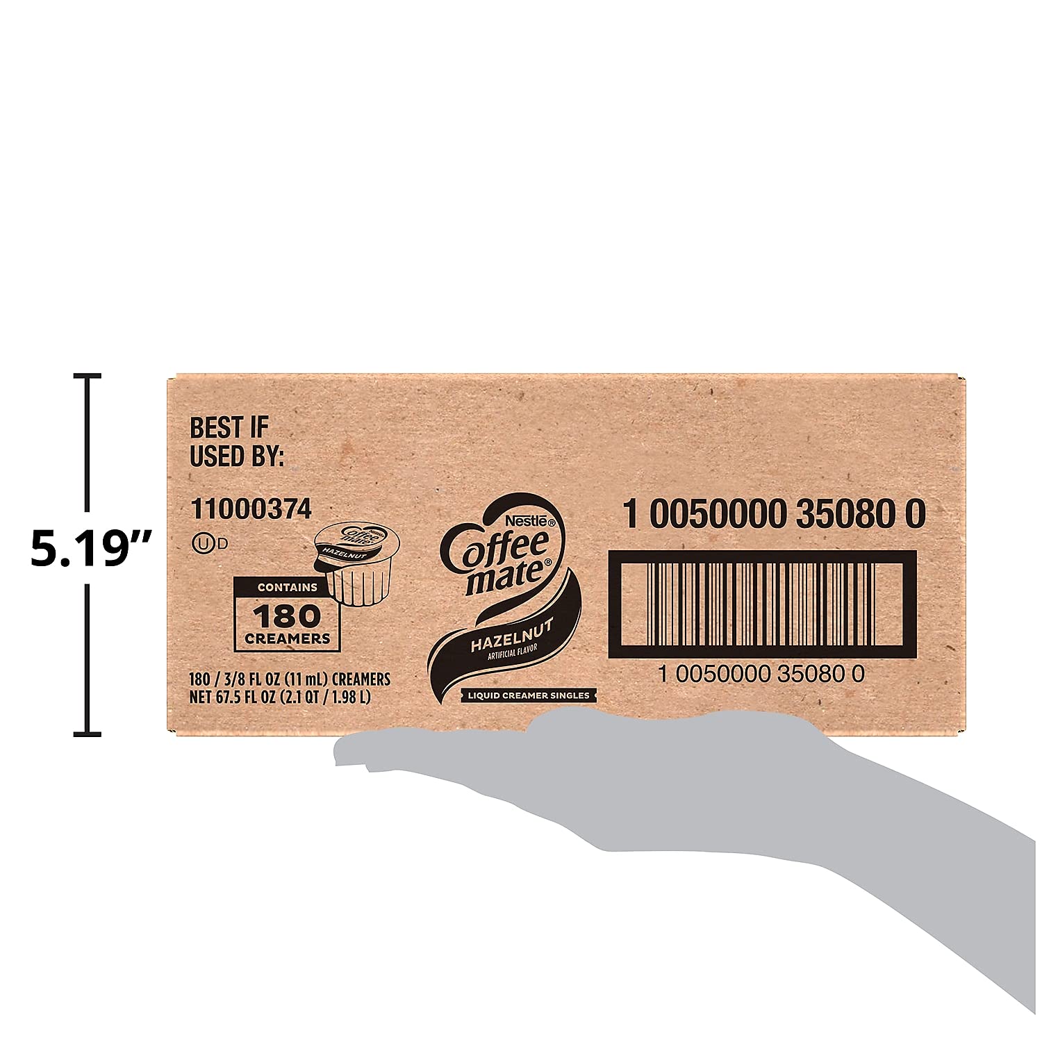 Coffee-Mate Hazelnut Liquid Coffee Creamer, 0.375 oz Single-Serve Cups (180 Count) - Perfect for Office, Home & Travel - Non-Dairy Coffee Additive for Rich Flavor