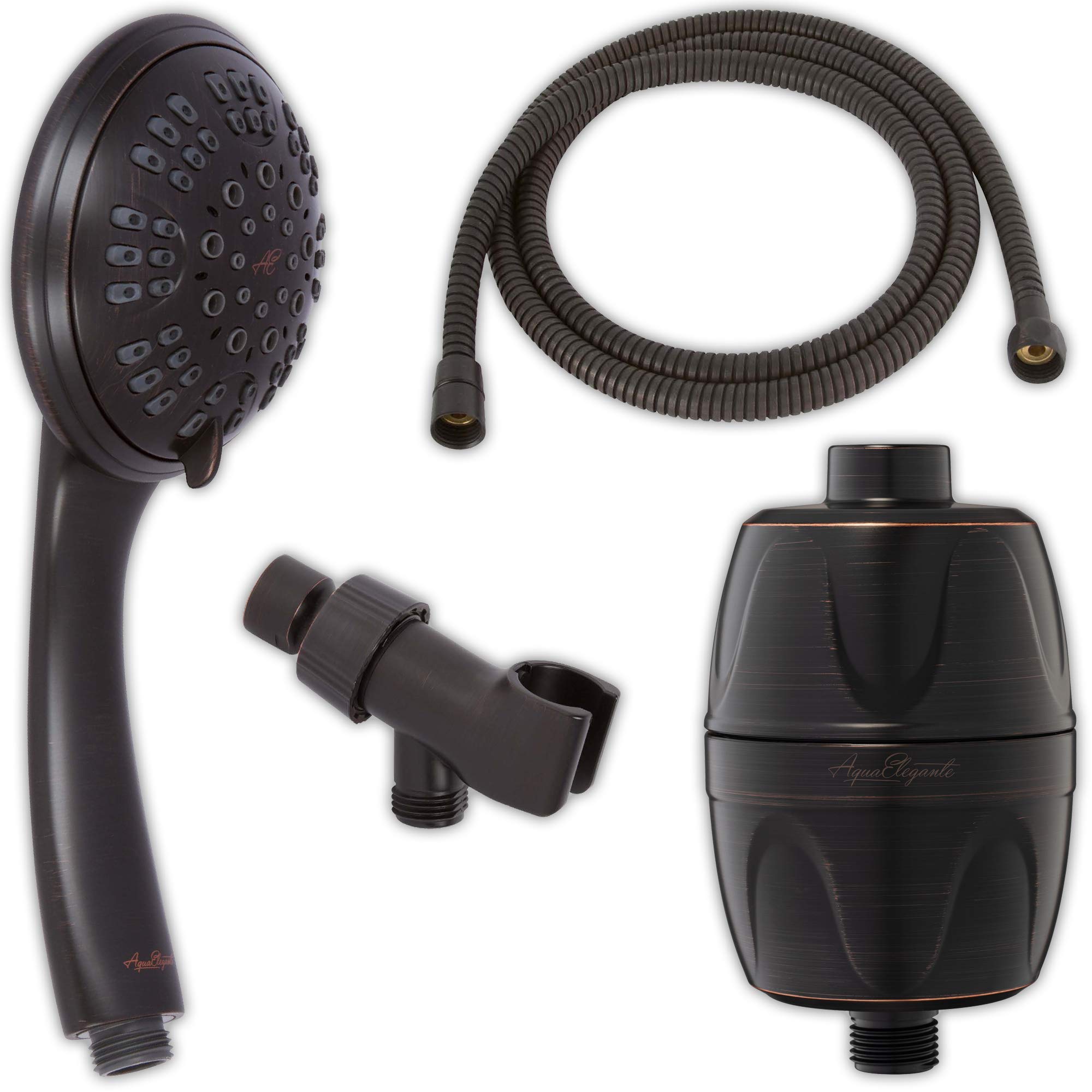 6 Function High Pressure Handheld Shower Head with Filter - Oil Rubbed Bronze Removable Shower Kit with Stainless Steel Hose & Chlorine Removal (1.8 GPM) - Perfect for Bathroom Renovation, Spa-Like Shower Experience & Sensitive Skin Care