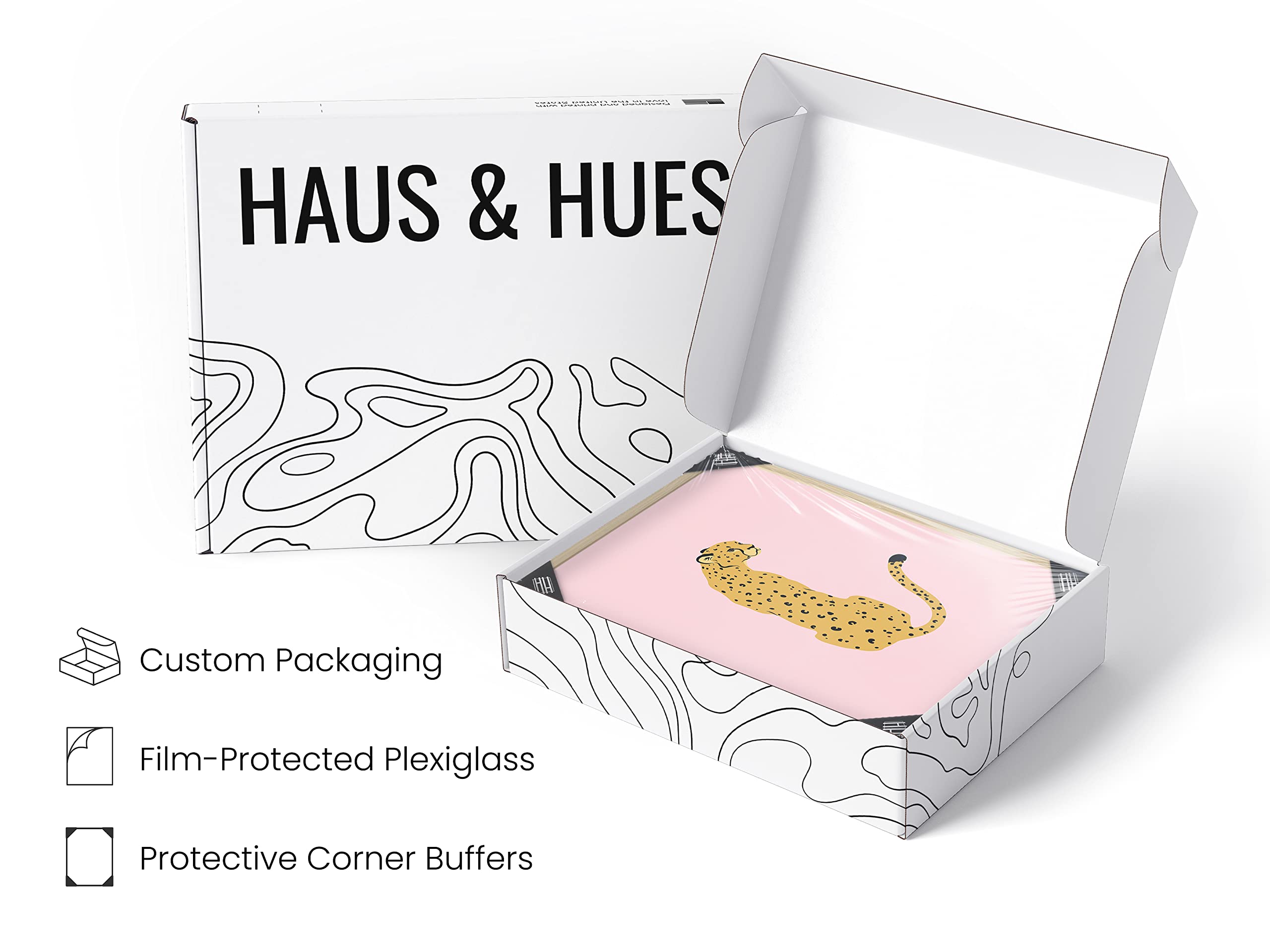 HAUS AND HUES Pink Cheetah Print Wall Art Poster - 16” x 20” Beige Framed Decor for Bedroom, Living Room & Office Aesthetic | Blush Pink Animal Print Home Decor | Perfect for Boho, Modern & Safari Theme Rooms