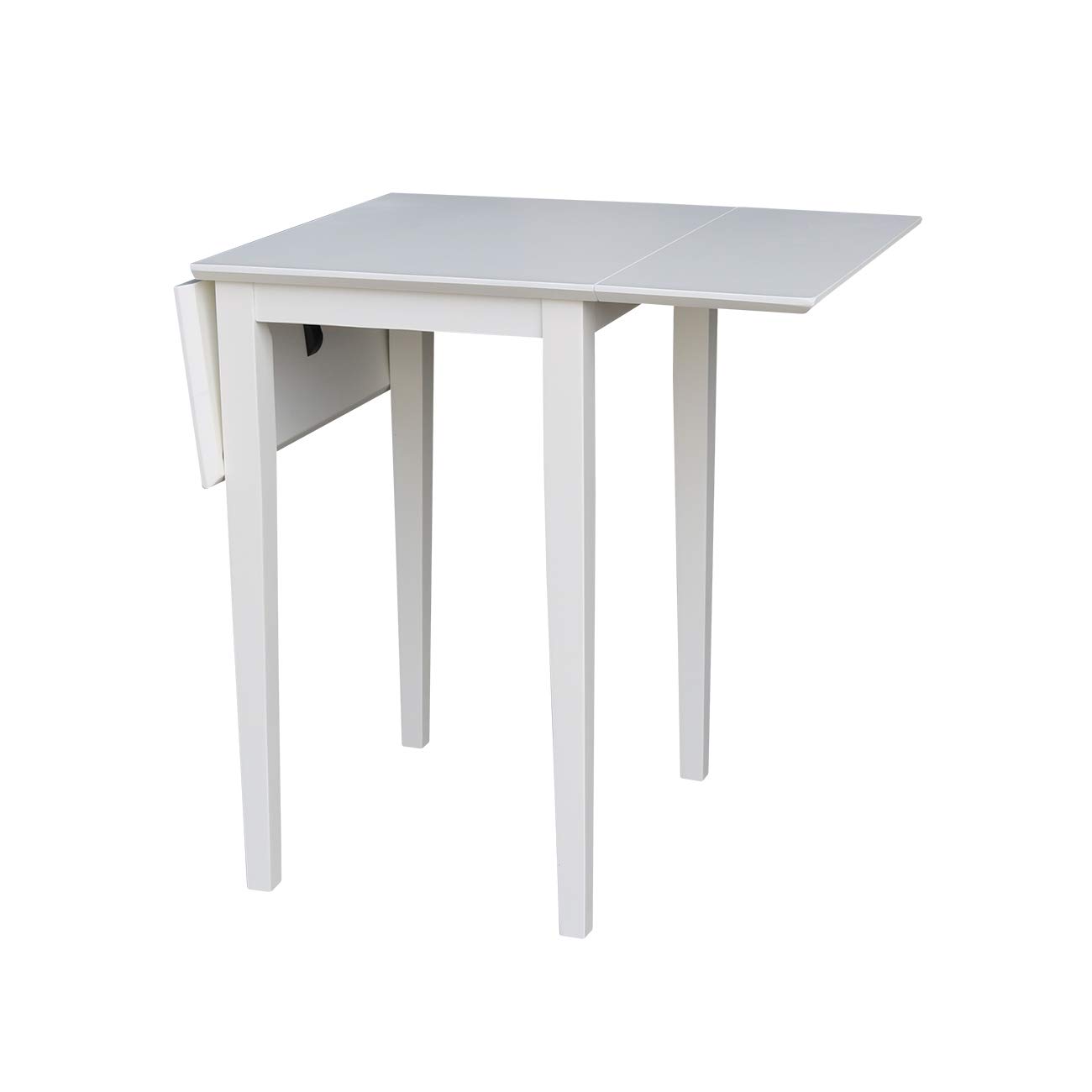 IC International Concepts Solid Wood Small Drop Leaf Dining Table - Real Parawood, Sturdy & Durable - Perfect for Small Spaces, Apartments, Breakfast Nooks & Cozy Dining Areas