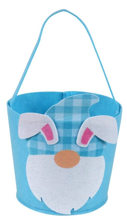 Easter Gnome Egg Basket for Kids - Blue Easter Egg Hunting Basket, Cute Easter Decorations & Candy Storage Gift - Perfect for Easter Egg Hunts, Home Decor, and Holiday Gift Giving