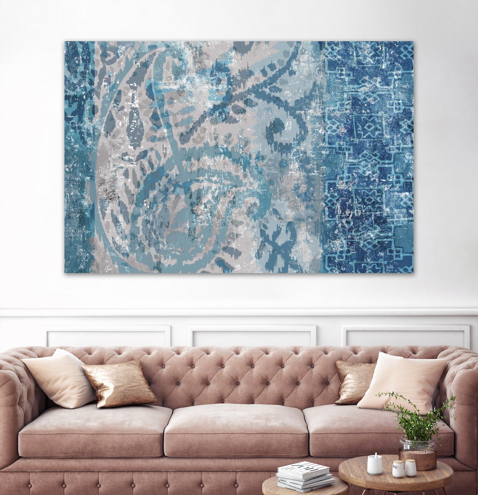 Blue Abstract Elegance Wall Art - Modern Canvas Painting for Living Room, Bedroom & Office Decor - Handmade Contemporary Home Decor