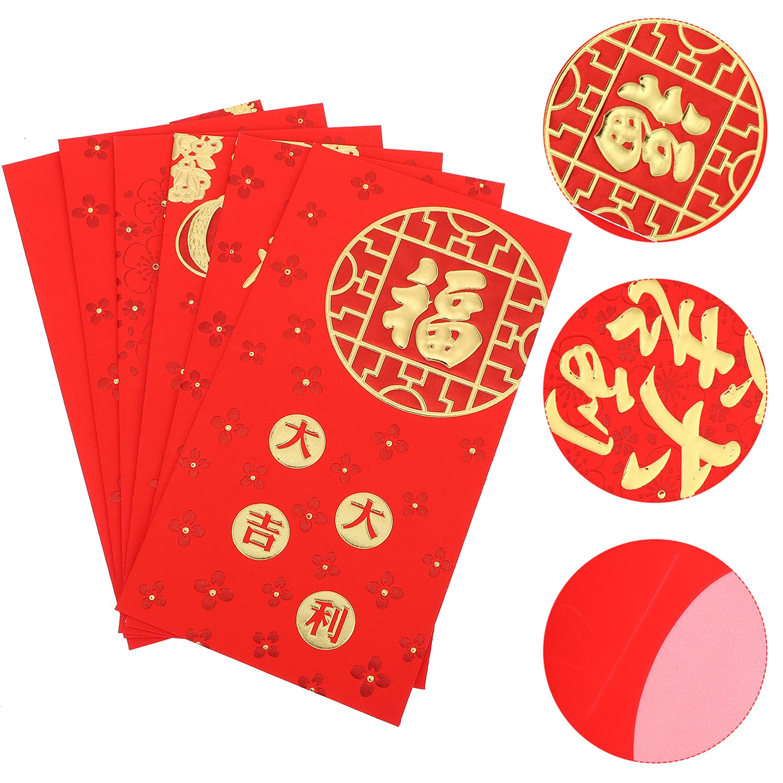 PRETYZOOM 30pcs Chinese Red Envelopes - Hong Bao Lucky Money Pockets for Chinese New Year, Weddings, Birthdays & Gifts | Traditional Cartoon Design Li Xi Paper Envelopes