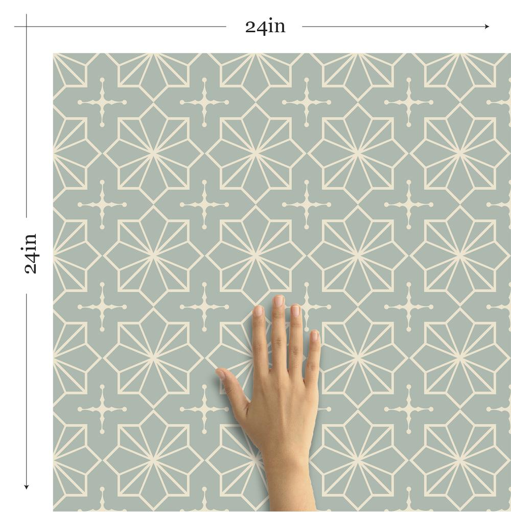 Green and Beige Geometric Peel and Stick Removable Wallpaper 0948 - Self-Adhesive Decorative Wall Covering for Bedroom, Living Room, Office & Nursery