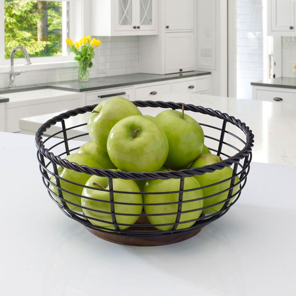 Round Rope Fruit Basket - Natural Handwoven Storage Basket for Kitchen, Dining Table, and Farmers Market - Perfect for Organizing Apples, Oranges, and Fresh Produce