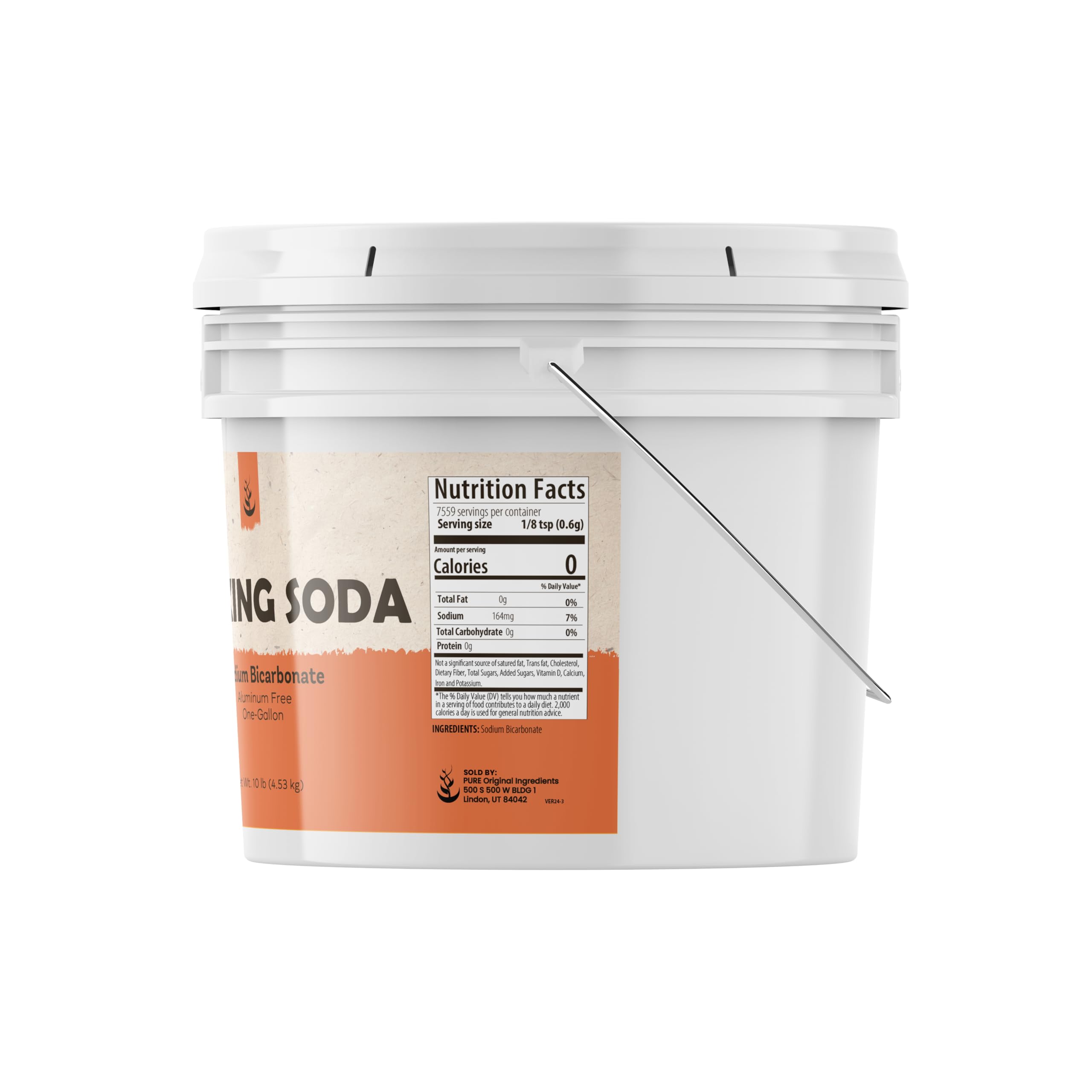Pure Original Ingredients Baking Soda (1 Gallon) - Food Grade Sodium Bicarbonate for Cooking, Baking, Cleaning | Perfect for Homemade Recipes, Kitchen Cleaning & Odor Removal