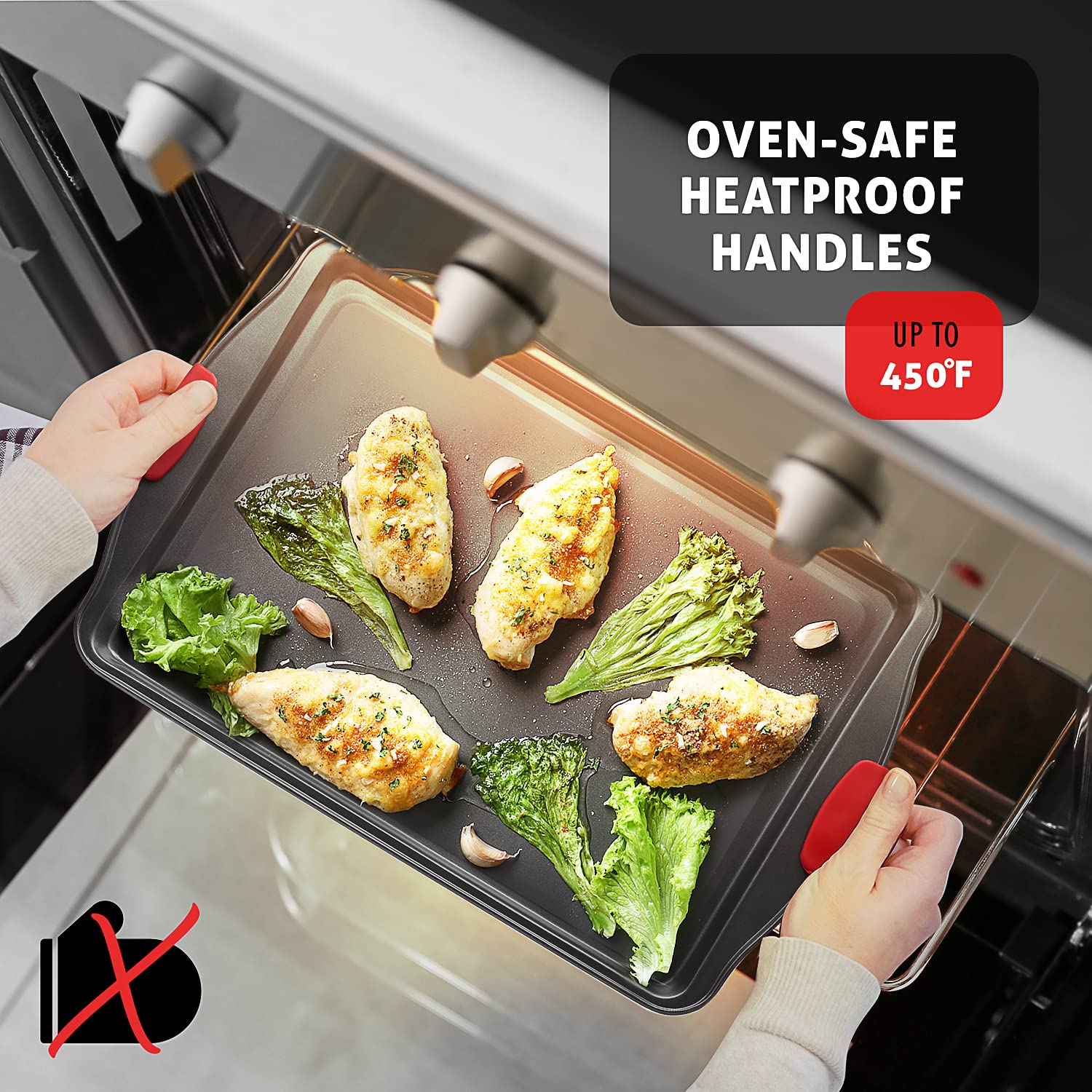 15-Piece Premium Nonstick Bakeware Set - BPA Free Cookie Sheets, Muffin Pan, Cake Pan & Kitchen Utensils for Baking, Cooking & Entertaining - Black Steel Baking Pans for Oven, Home & Professional Use