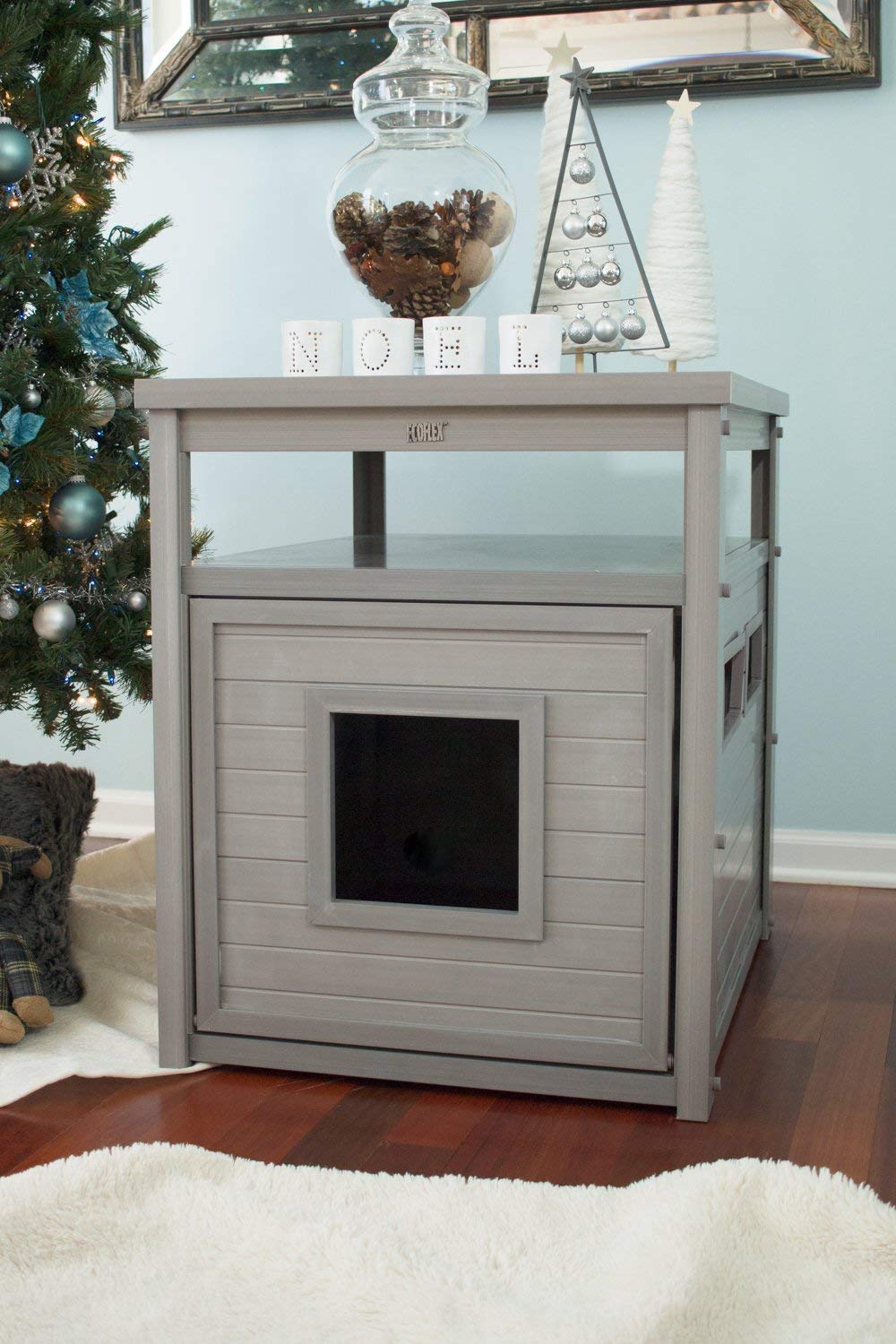 New Age Pet ECOFLEX® Jumbo Cat Litter Box Cover & End Table - Odor Resistant, Moisture Proof Composite Material - 10 Year Warranty - Perfect for Living Rooms & Small Spaces - Discreet Litter Box Enclosure for Home Decor