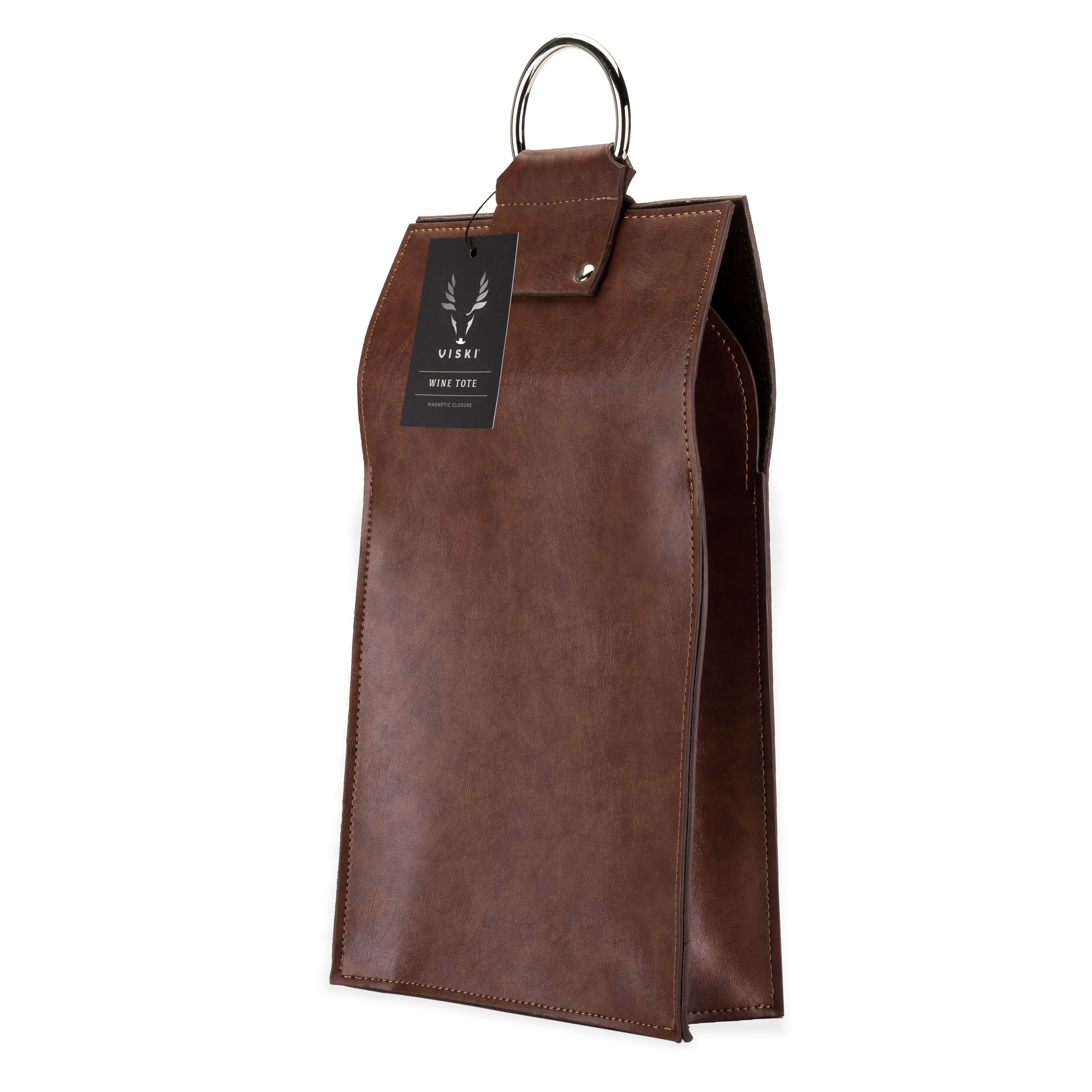 Premium Faux Leather Double Bottle Wine Tote Bag - Insulated Wine Carrier for 2 Bottles - Perfect for Picnics, Parties & Gifts (Black)