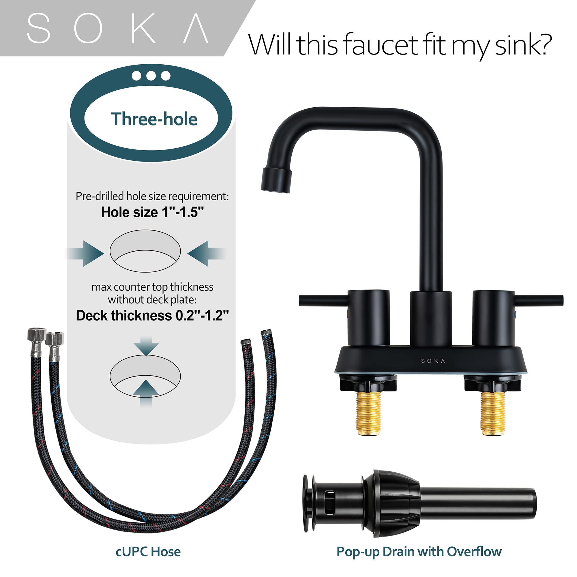 Commercial 4-Inch Centerset Bathroom Faucet with 2 Handles - 3 Hole Touchless Hand Sink Faucet for Public Restrooms, Hospitals & High-Traffic Areas