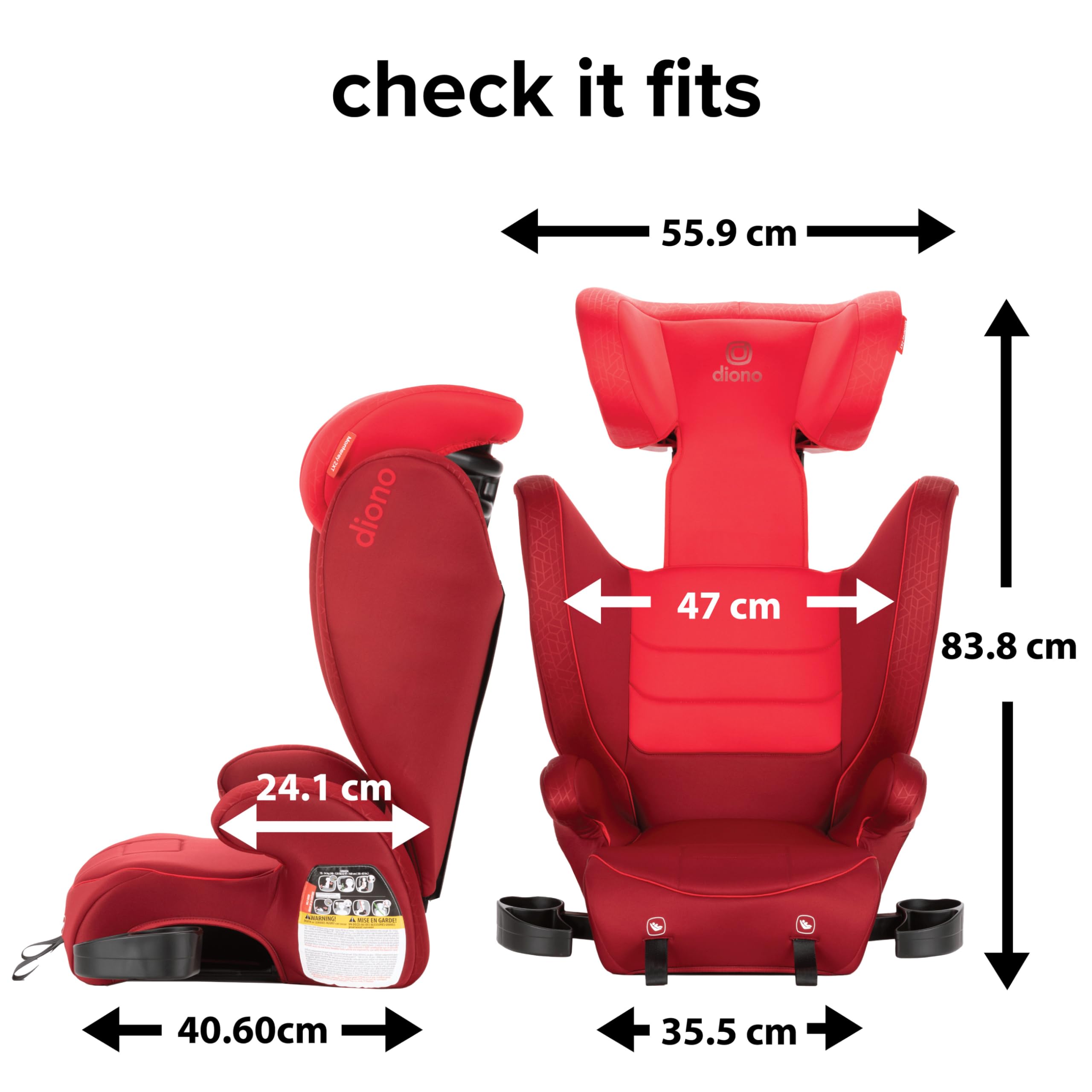 Diono Monterey 2XT Latch 2-in-1 High Back Booster Car Seat with Expandable Height & Width - Side Impact Protection for Kids 5-12 Years (8 Year Warranty) | Red | Perfect for School Drop-offs & Family Road Trips