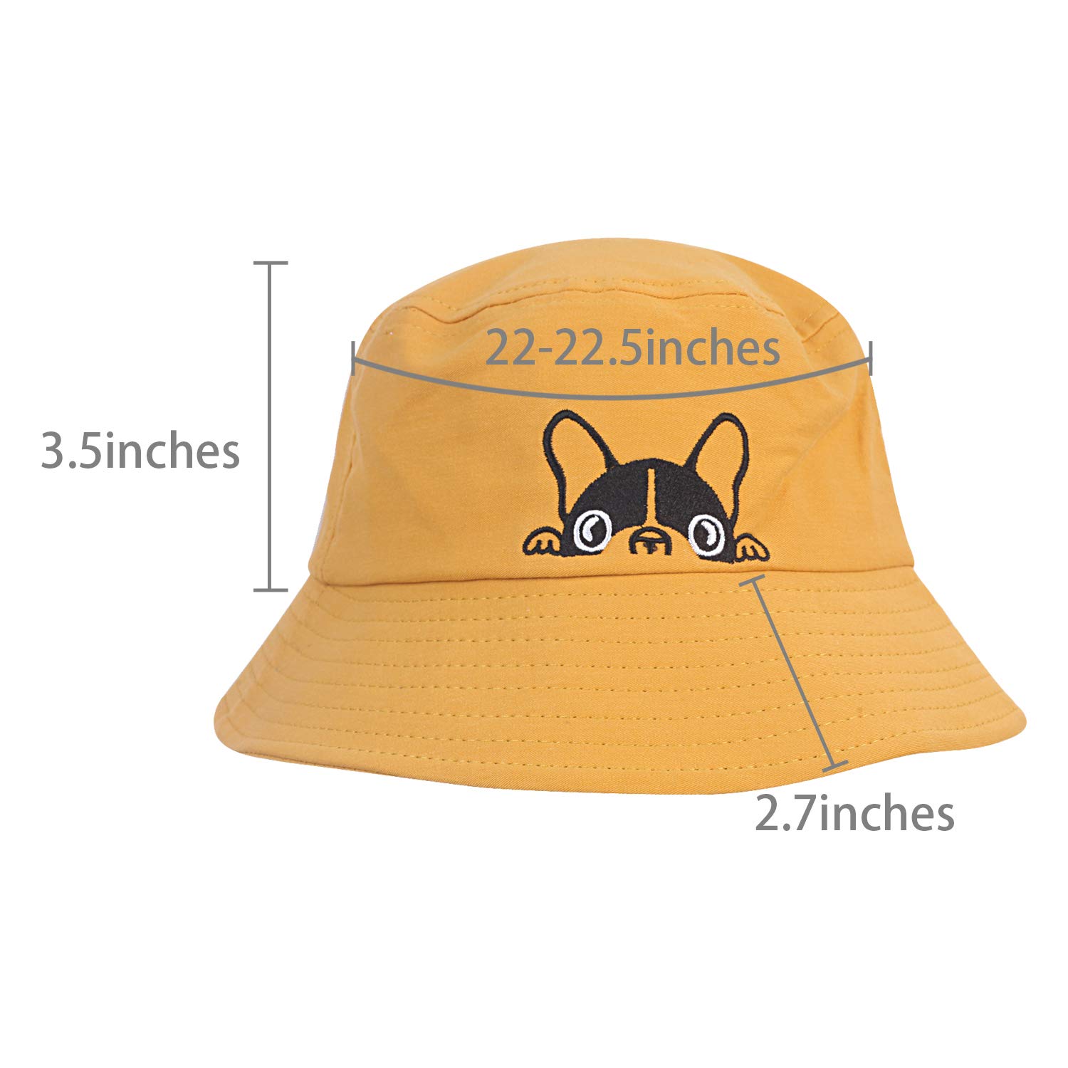 Unisex Bulldog Print Cotton Bucket Hat - Summer Beach Sun Hat for Men & Women - Yellow | Perfect for Outdoor Activities, Beach Vacations & Casual Wear