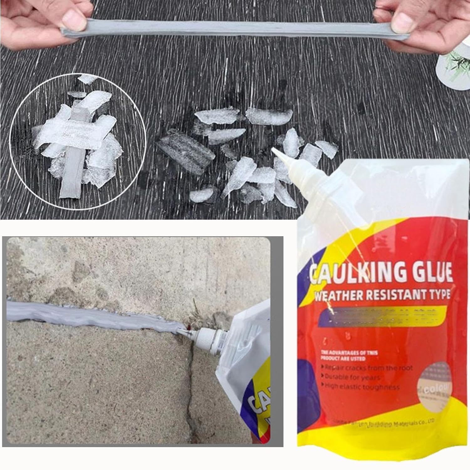 Concrete Crack Filler & Waterproof Sealant - Caulking Glue for Roof, Wall & Floor Repair - Leak Proof Sealer for Concrete Surfaces (1 Pack) - Ideal for Home Foundation, Basement & Driveway Repairs