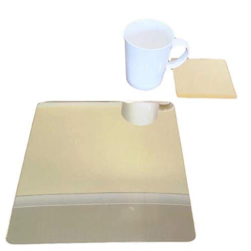 Gold Mirror Square Placemat and Coaster Set - 4 Placemats & 4 Coasters - Elegant Table Decor for Dining, Parties, and Home Decor