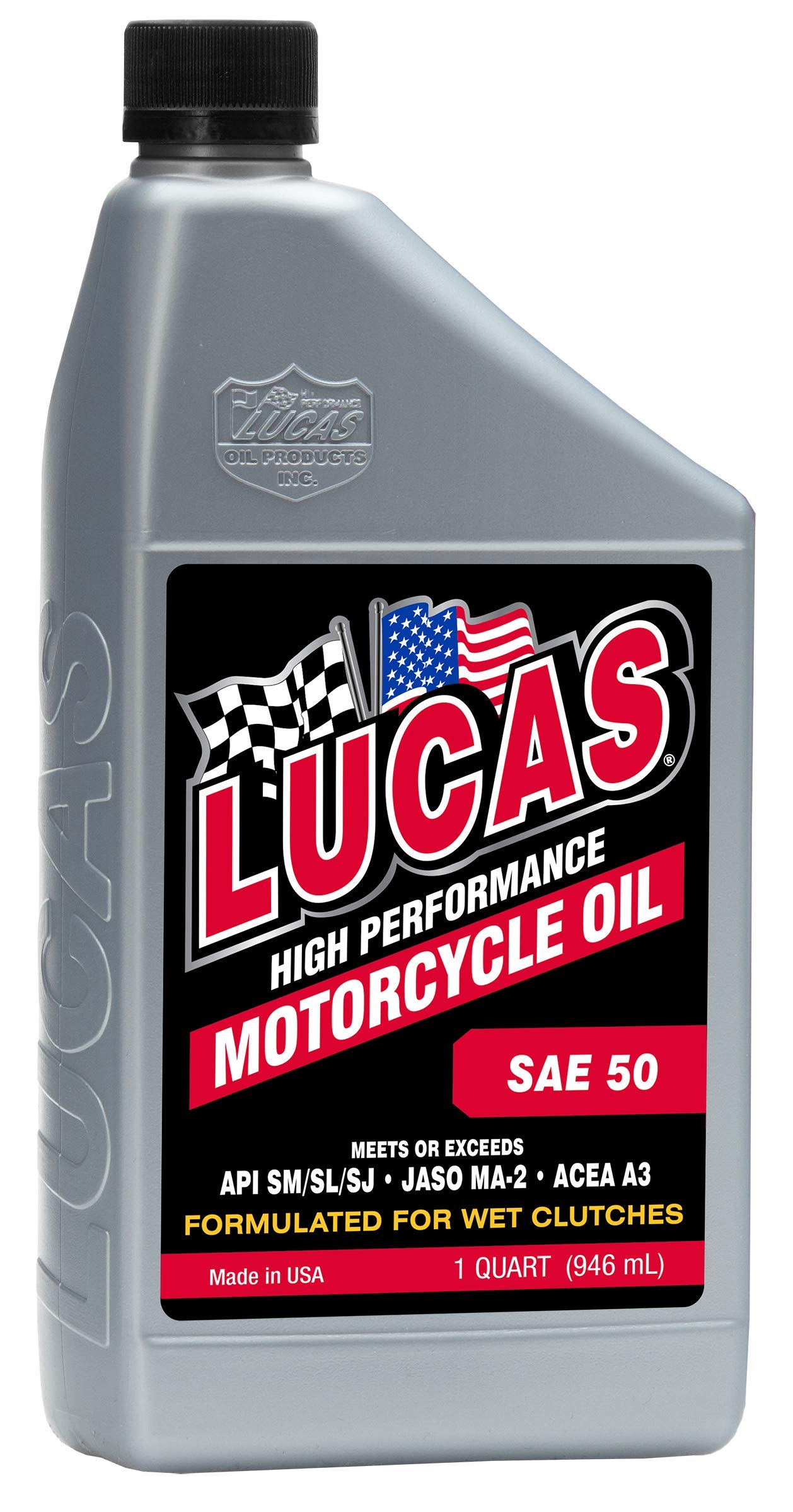 Lucas Oil 10712 High Performance SAE 50 Motorcycle Engine Oil - 1 Quart (6 Pack) | Premium Synthetic Lubricant for Motorcycles, ATVs & Dirt Bikes | Ideal for High-Temperature & Heavy-Duty Riding Conditions