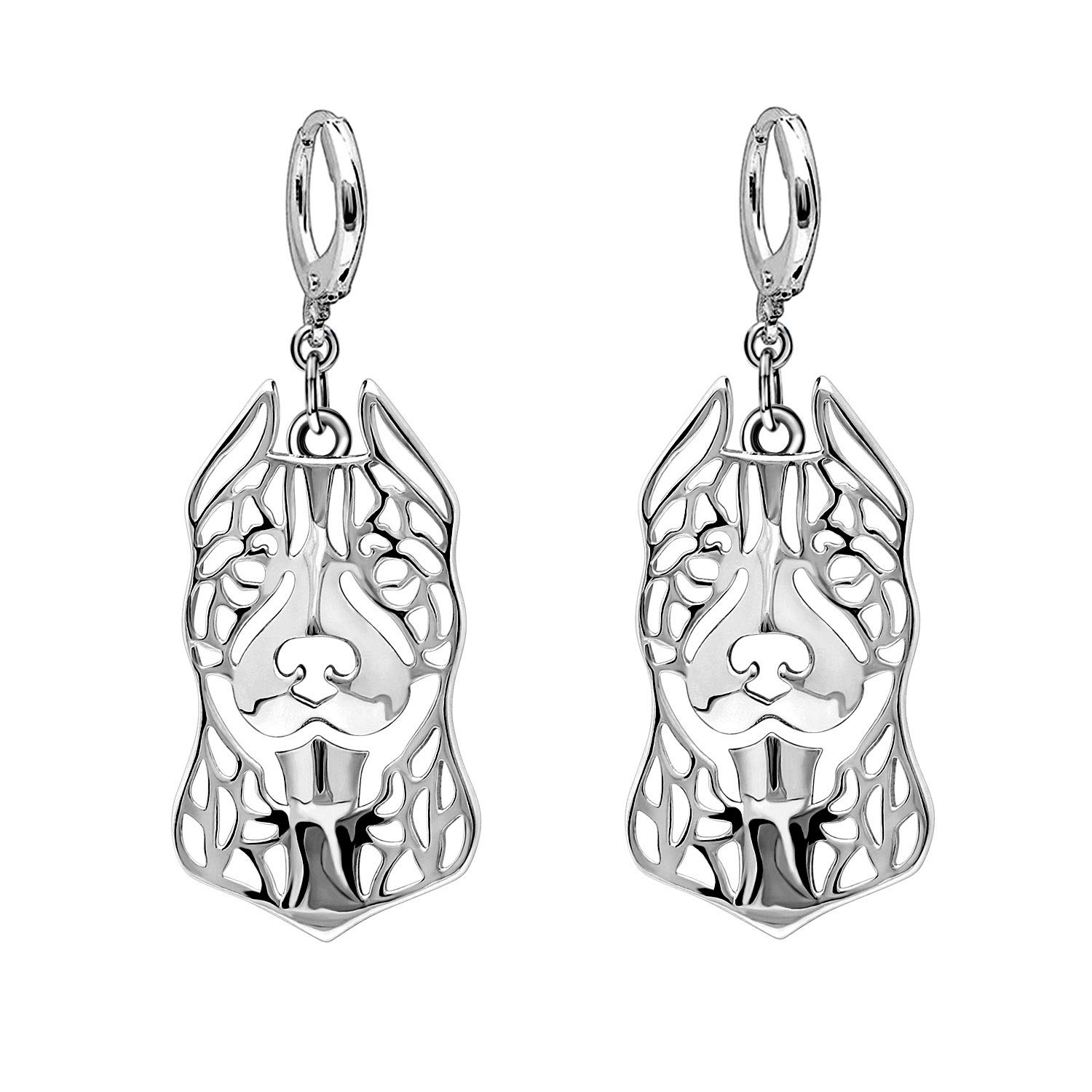 Pit Bull Jewelry Set for Women - 925 Sterling Silver Dog Earrings & Necklace | American Staffordshire Terrier Pendant & Chain | Perfect Gift for Dog Moms | Great for Casual Wear, Dog Lover Gifts & Pet Memorial Jewelry