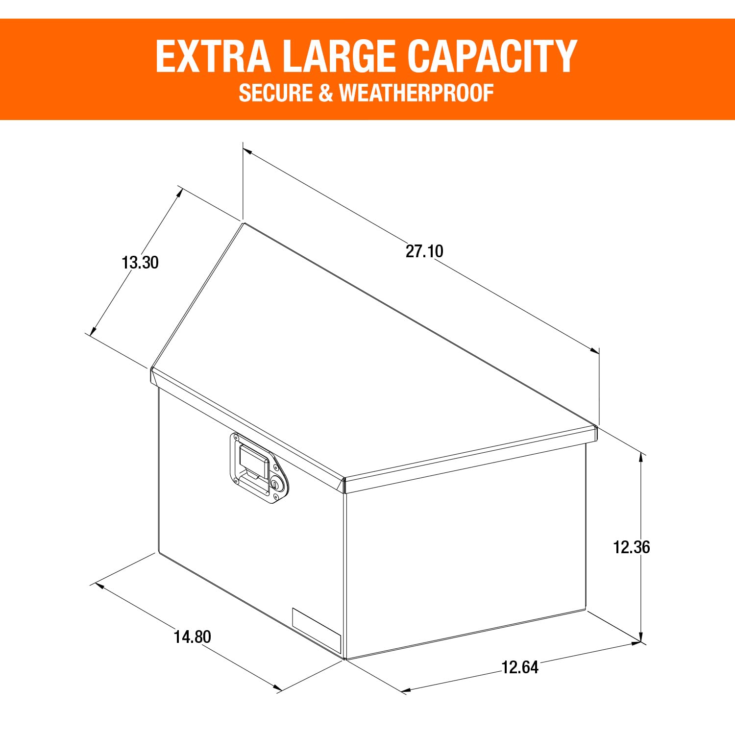 Buyers Products 1701281 Steel Trailer Tongue Box - 12.3 x 12.6 x 27.1 Inch Gloss Black Tool Storage Box | Made in USA | Heavy-Duty Organizer for Camping Gear, Tools & Trailer Accessories | Weatherproof Truck Bed & RV Storage Solution