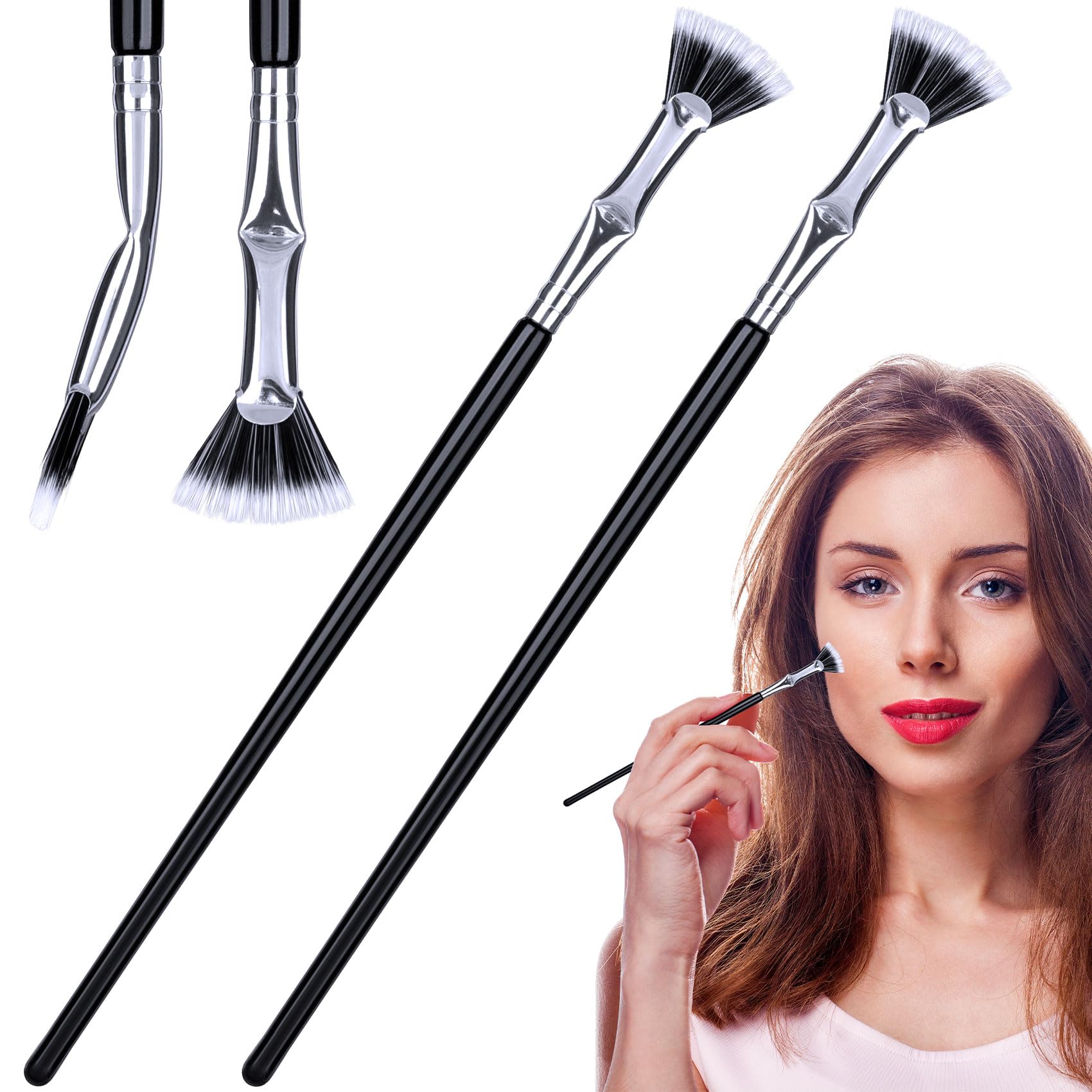 PAGOW 2-Pack Foldable Angled Scalloped Eyelash Brush - 2024 New Mascara Fan Brush for Voluminous Lashes, Multifunctional Eyelash Comb & Separator, Professional Makeup Tool for Stunning Eye Looks | Perfect for Daily Makeup, Salon Use & Travel Beauty Essentials