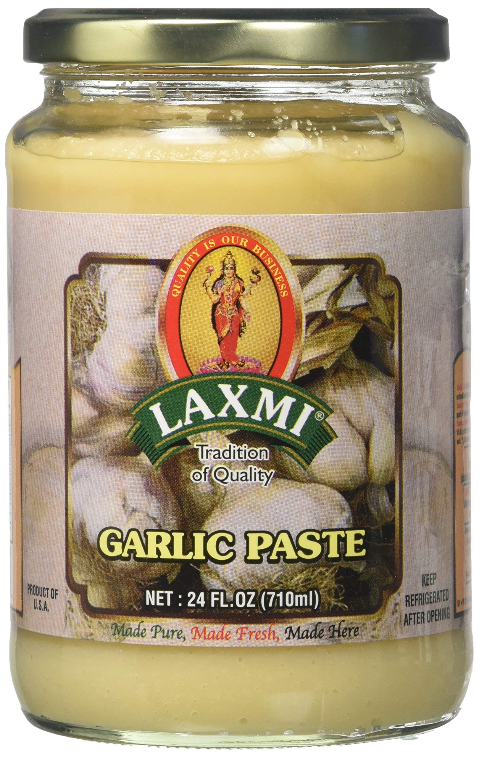 Laxmi Traditional Indian Garlic Cooking Paste – 24oz (Pack of 4) | Authentic Indian Curry & Masala Base | Perfect for Biryani, Butter Chicken & Tandoori Recipes